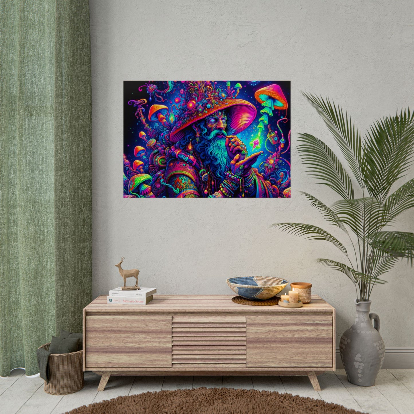 Psychedelic Wizard Rolled Poster - Vibrant Wall Art for Bohemian Decor