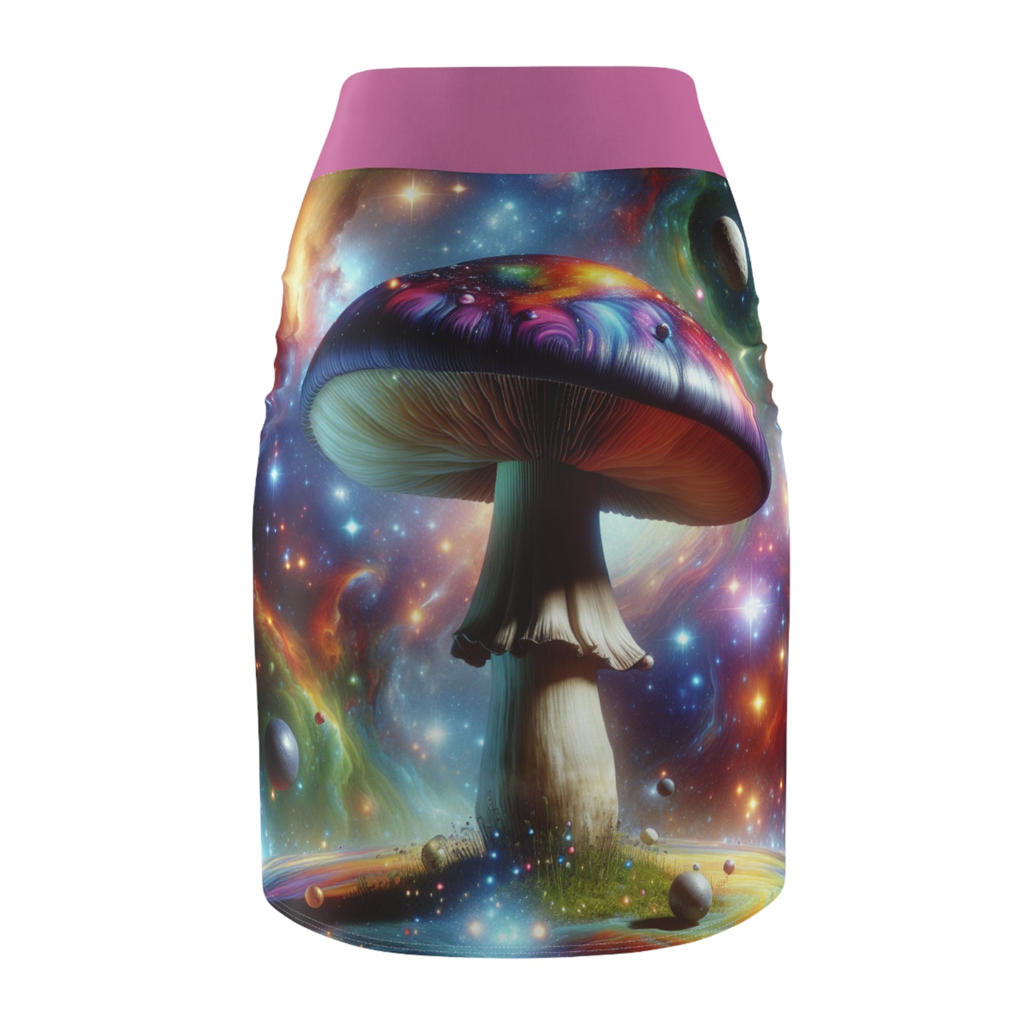 Psychedelic Mushroom Women's Pencil Skirt - Fun & Vibrant Fashion for Unique Style Lovers