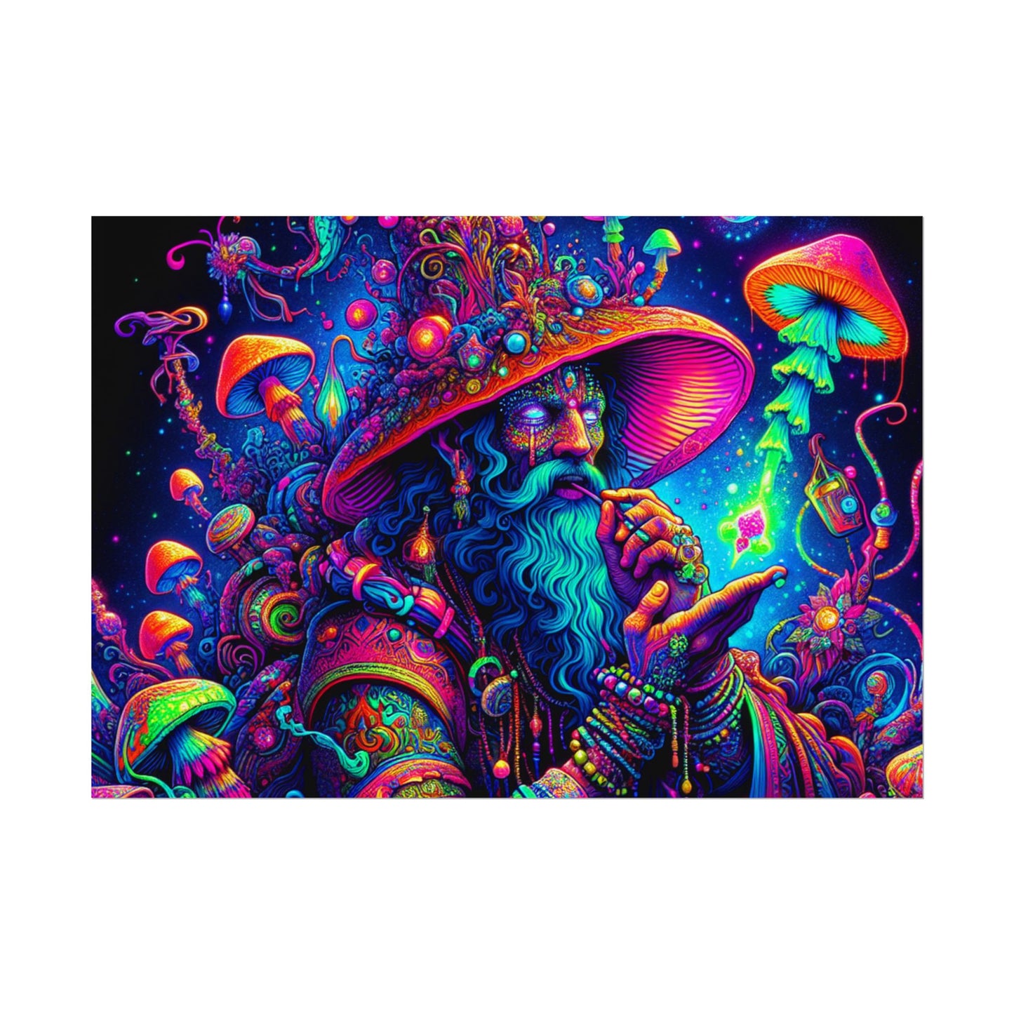 Psychedelic Wizard Rolled Poster - Vibrant Wall Art for Bohemian Decor