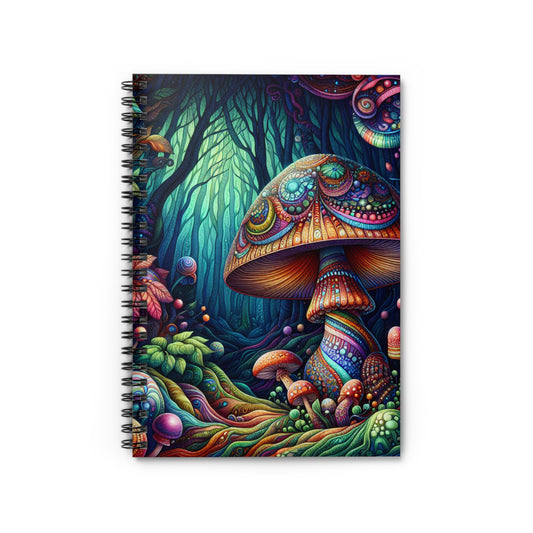 Enchanted Forest Spiral Notebook - Colorful Mushroom Design for Creative Minds