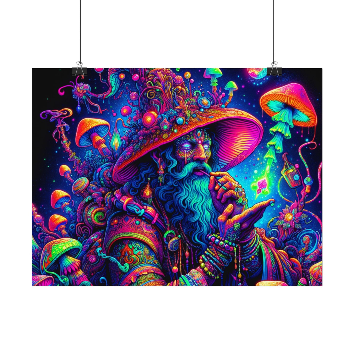 Psychedelic Wizard Rolled Poster - Vibrant Wall Art for Bohemian Decor