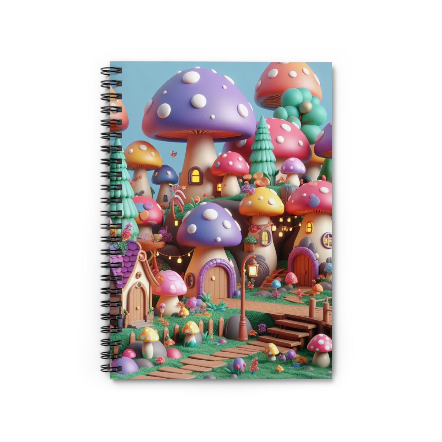 Whimsical Mushroom Design Spiral Notebook - Ruled Line for Creative Minds