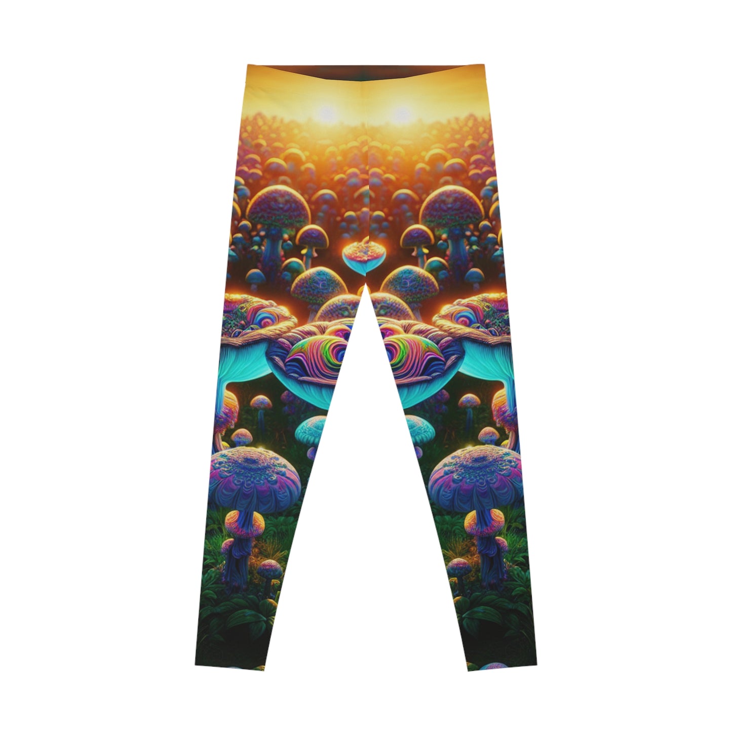 Bright Psychedelic Mushroom Stretchy Leggings (AOP)