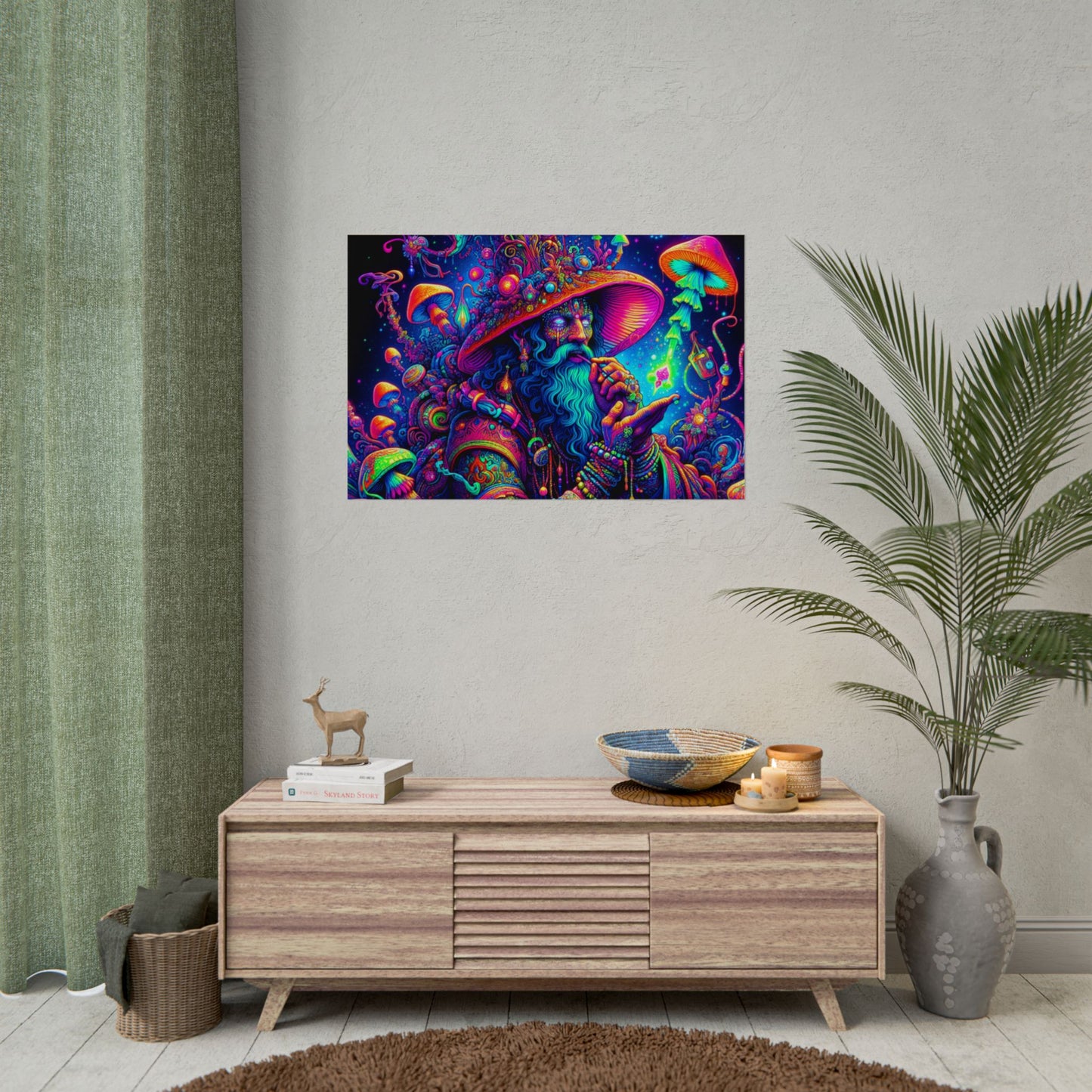 Psychedelic Wizard Rolled Poster - Vibrant Wall Art for Bohemian Decor