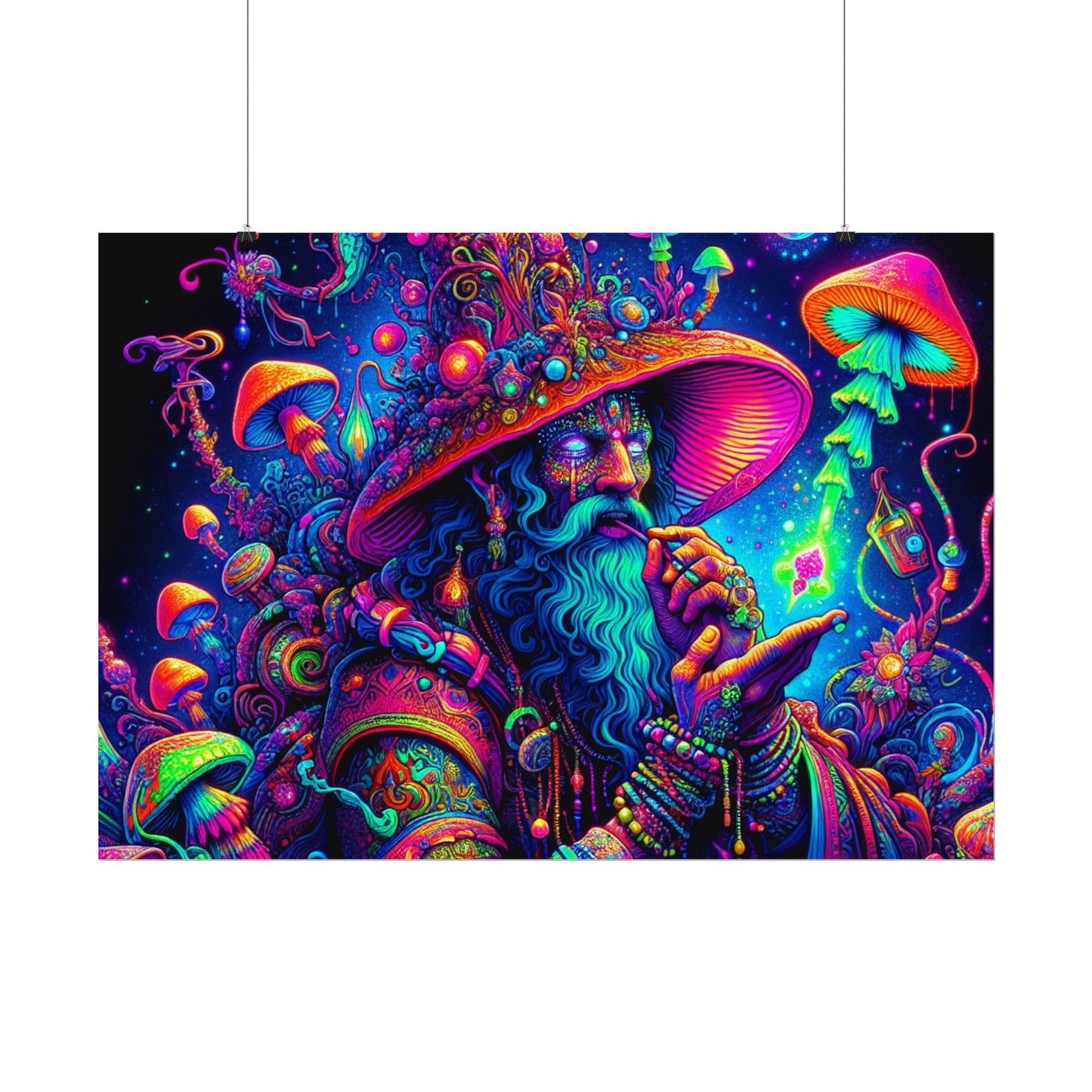 Psychedelic Wizard Rolled Poster - Vibrant Wall Art for Bohemian Decor