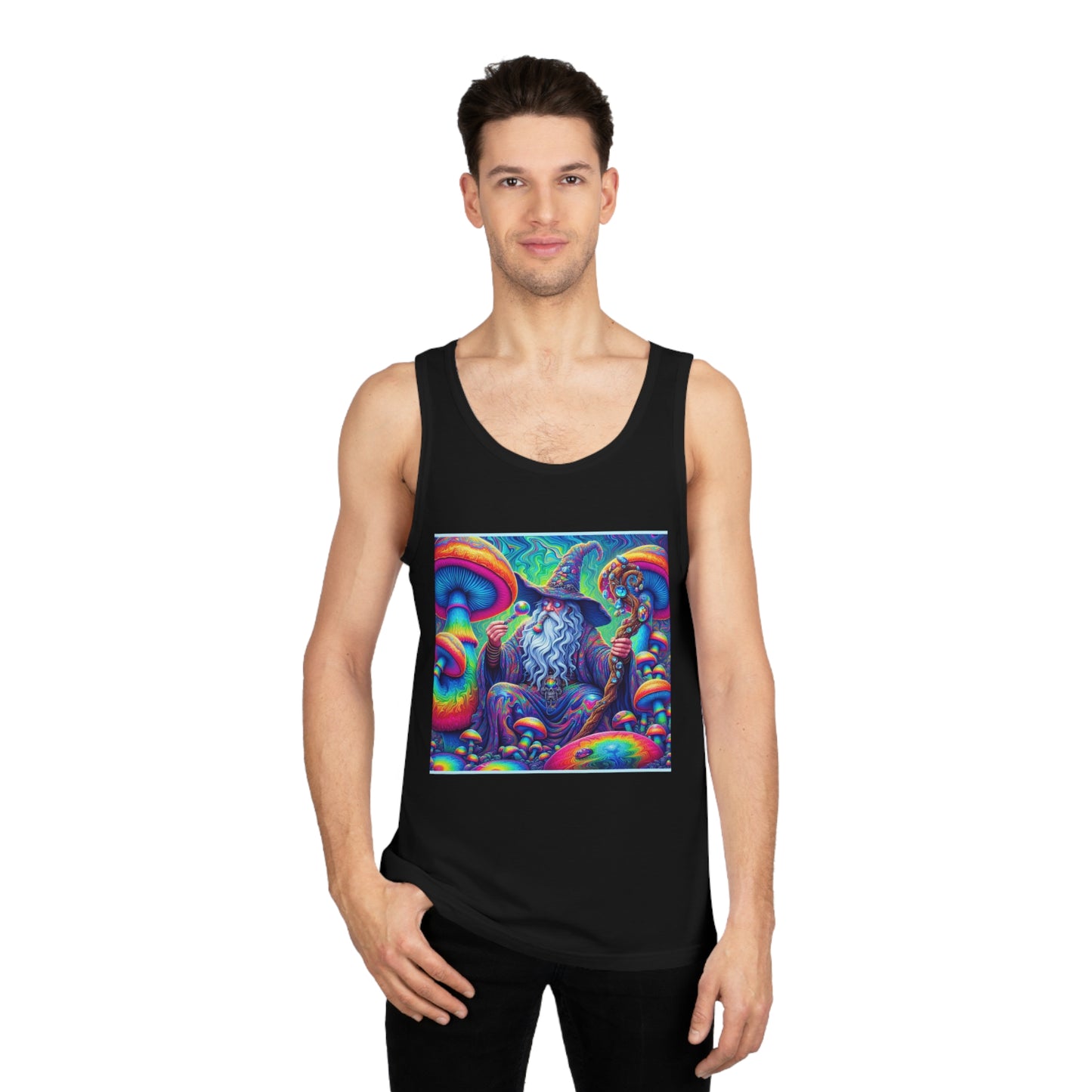 Psychedelic Wizard Tank Top | Unisex Softstyle Tee for Festivals & Casual Wear