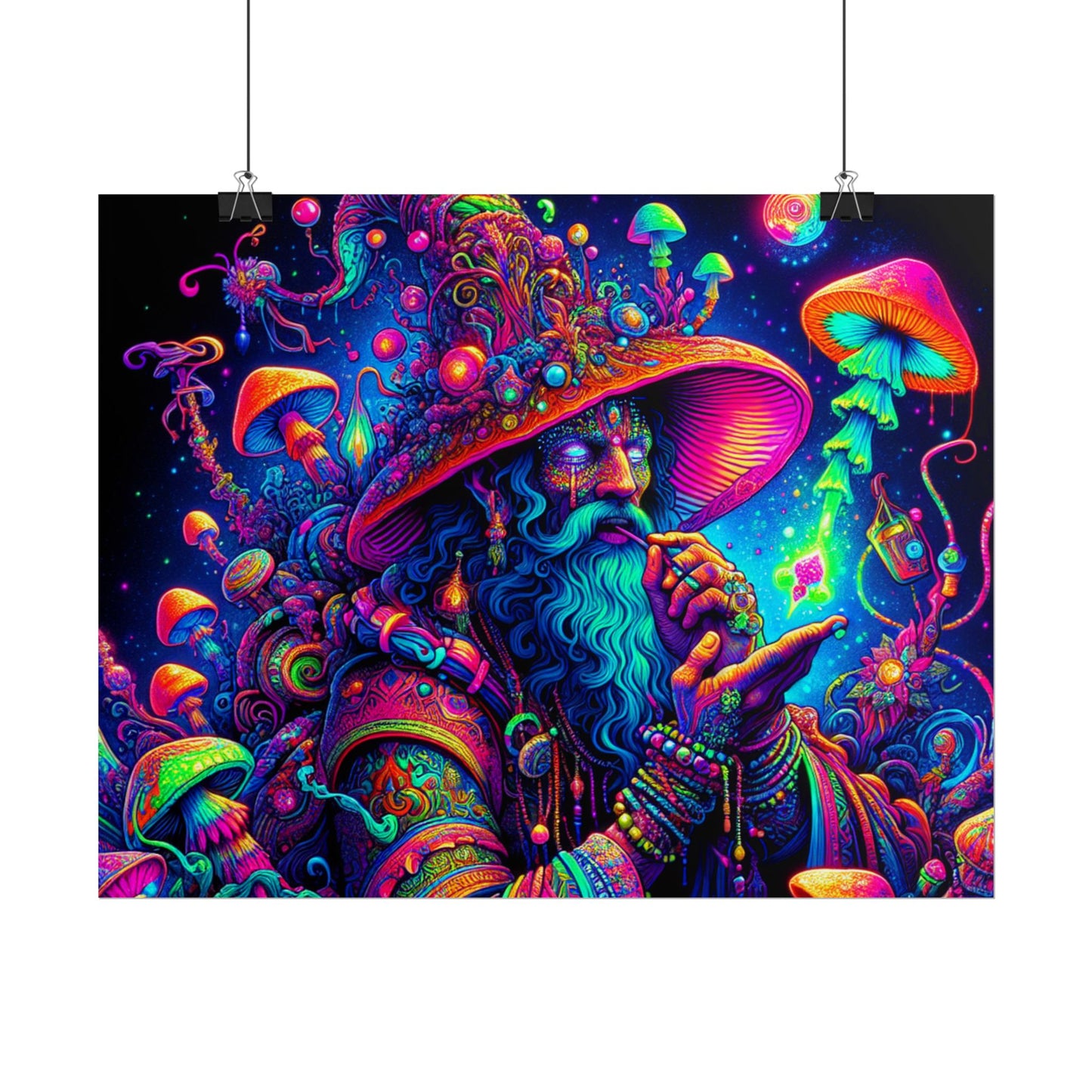 Psychedelic Wizard Rolled Poster - Vibrant Wall Art for Bohemian Decor