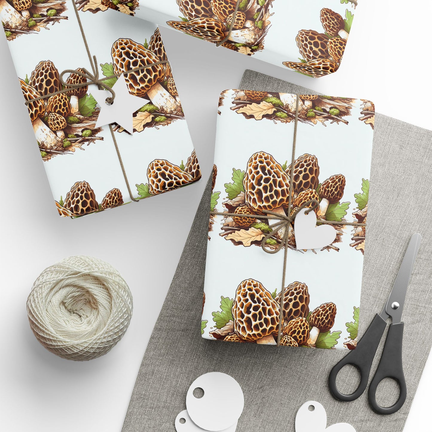 Morel Mushrooms Wrapping Paper - Eco-Friendly Gift Wrap for Nature Lovers