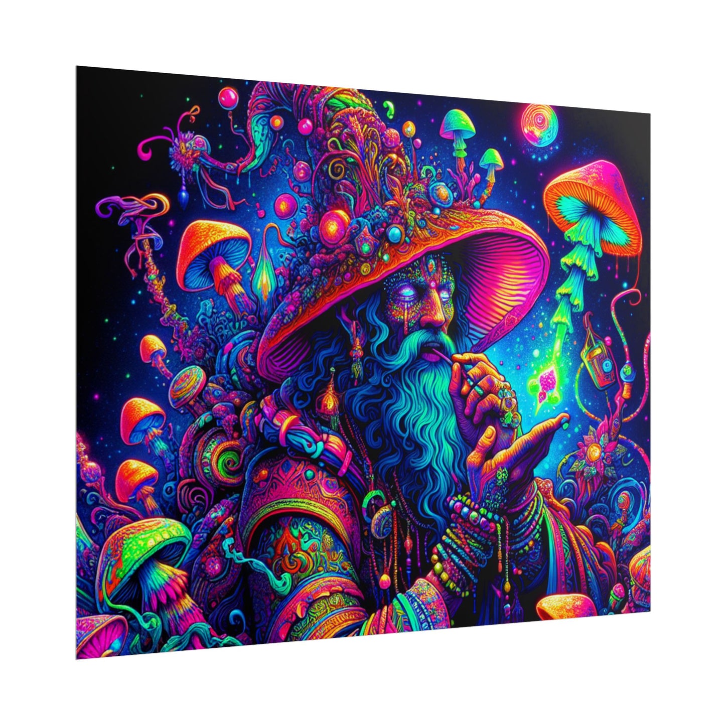 Psychedelic Wizard Rolled Poster - Vibrant Wall Art for Bohemian Decor