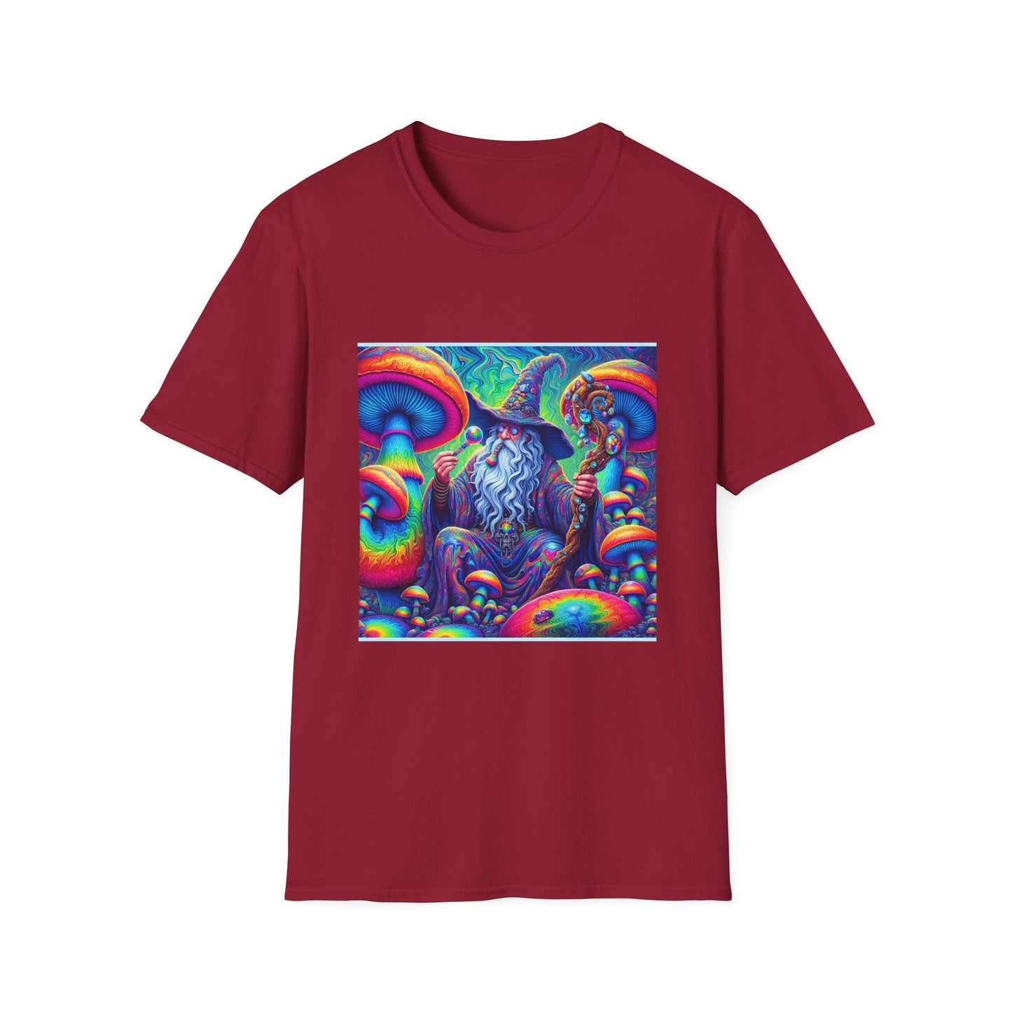 Psychedelic Mushroom Wizard Unisex T-Shirt | Vibrant Art Tee for Nature Lovers