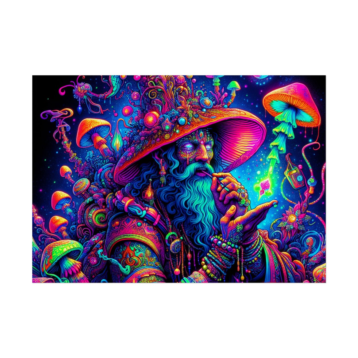 Psychedelic Wizard Rolled Poster - Vibrant Wall Art for Bohemian Decor