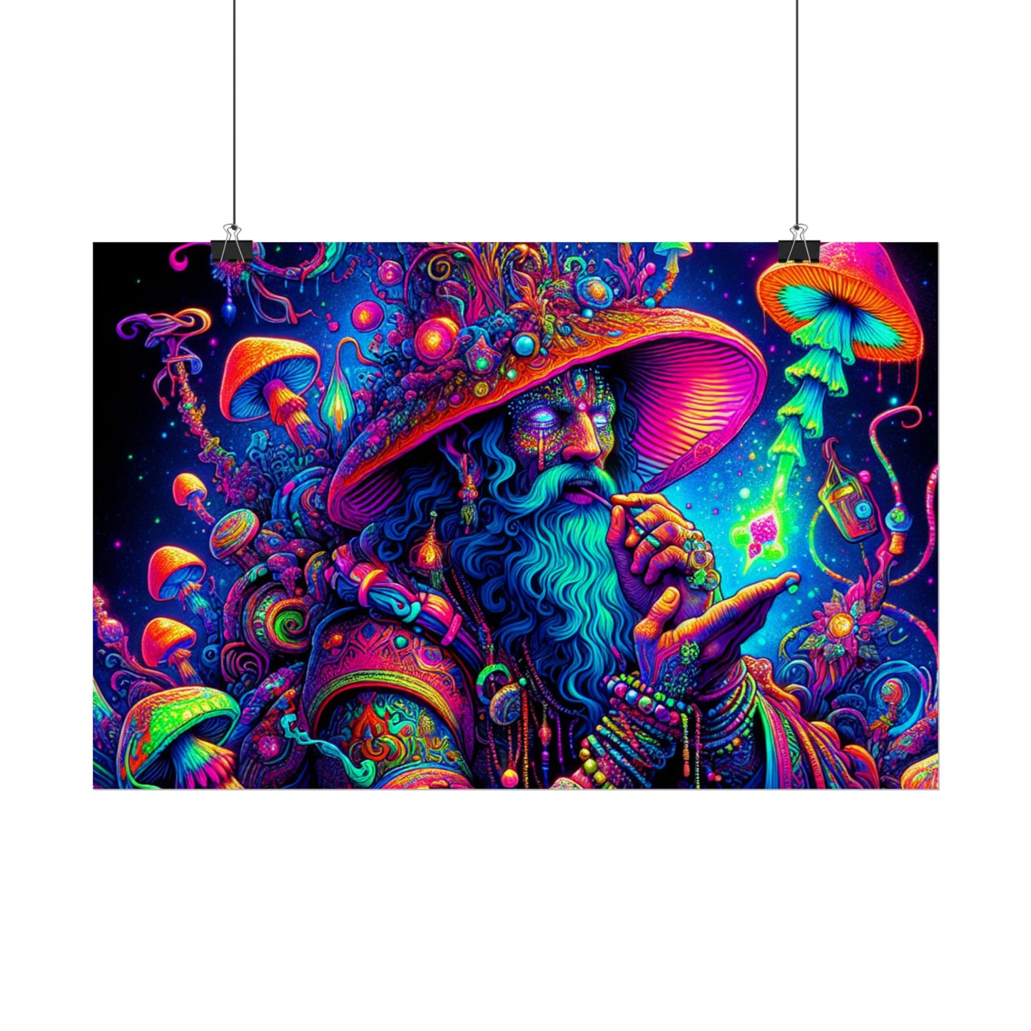 Psychedelic Wizard Rolled Poster - Vibrant Wall Art for Bohemian Decor