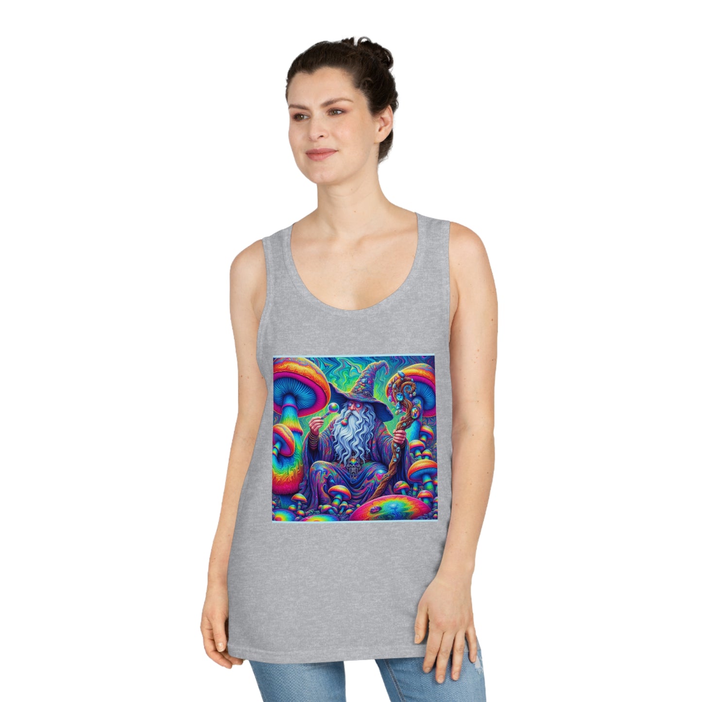 Psychedelic Wizard Tank Top | Unisex Softstyle Tee for Festivals & Casual Wear