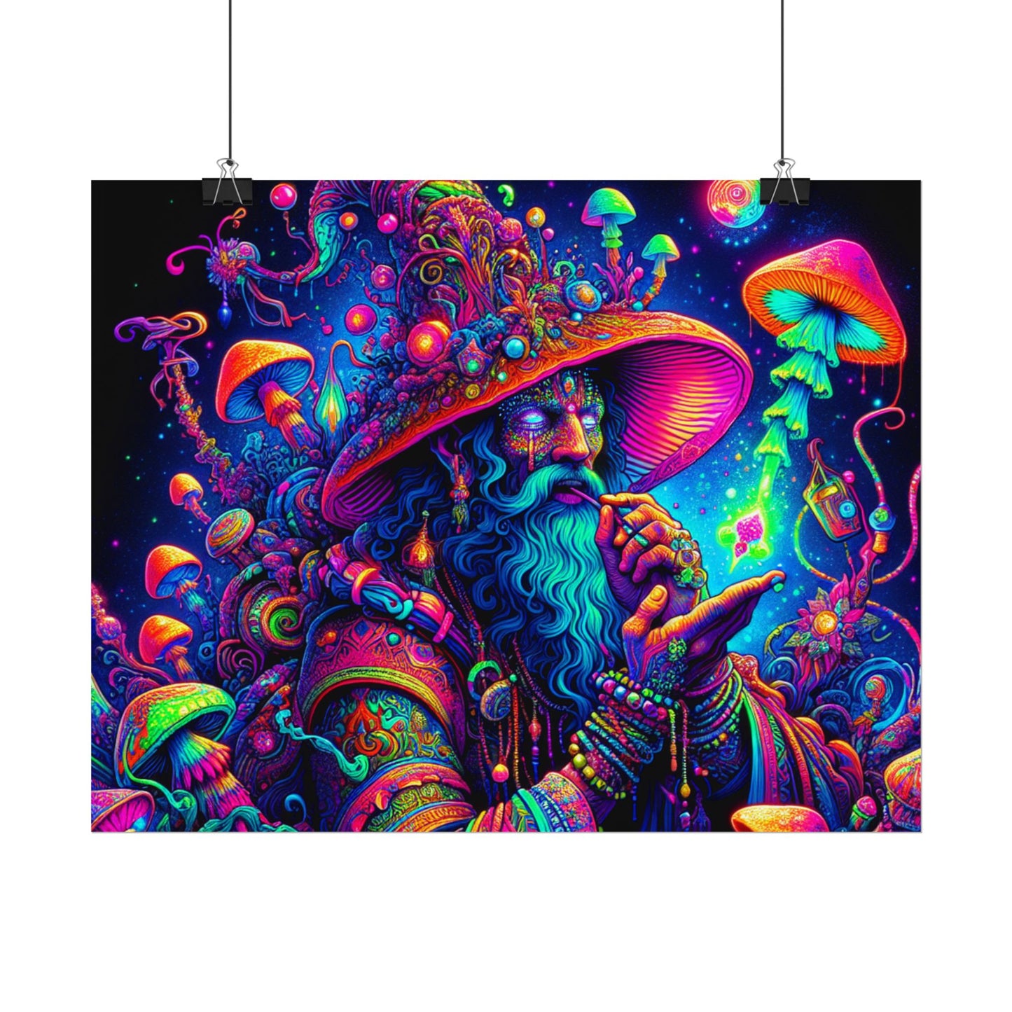 Psychedelic Wizard Rolled Poster - Vibrant Wall Art for Bohemian Decor