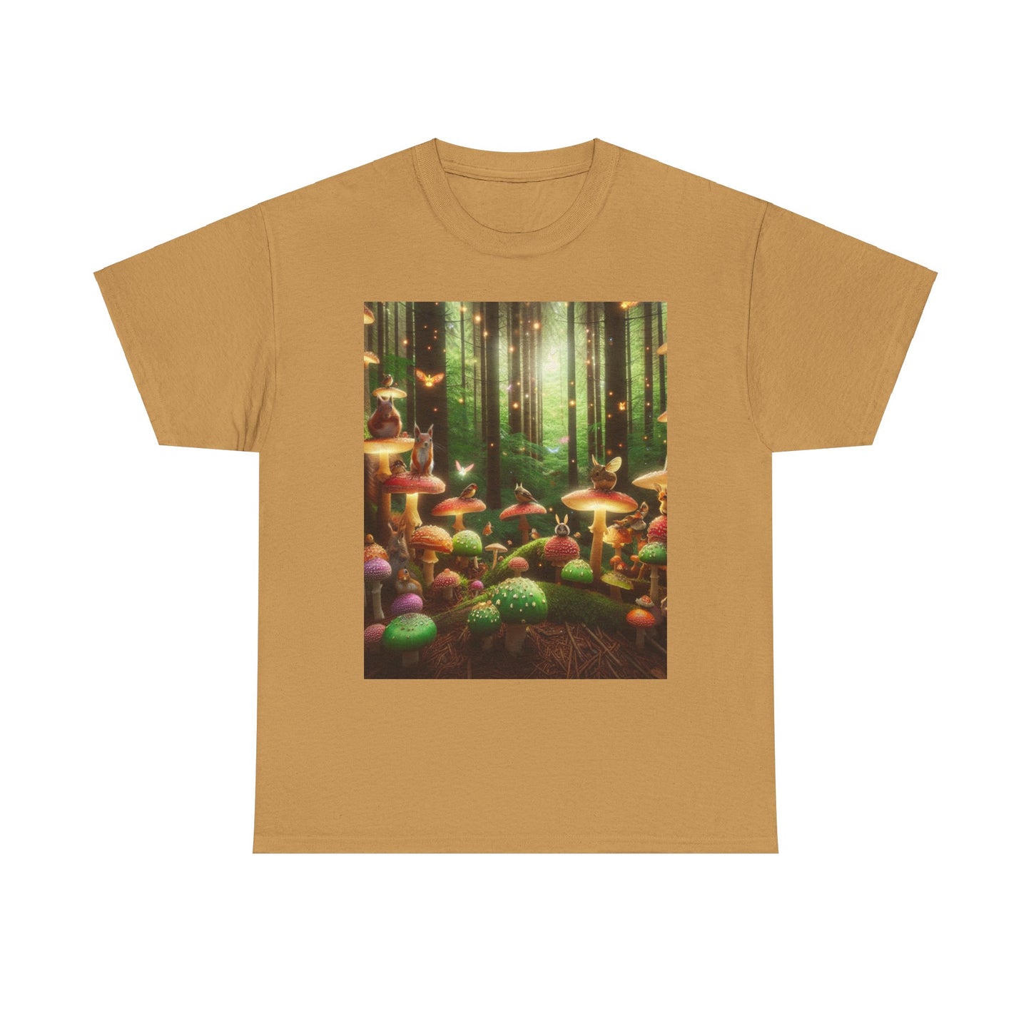 Unisex Heavy Cotton Mystical Forest Mushroom Print Tee