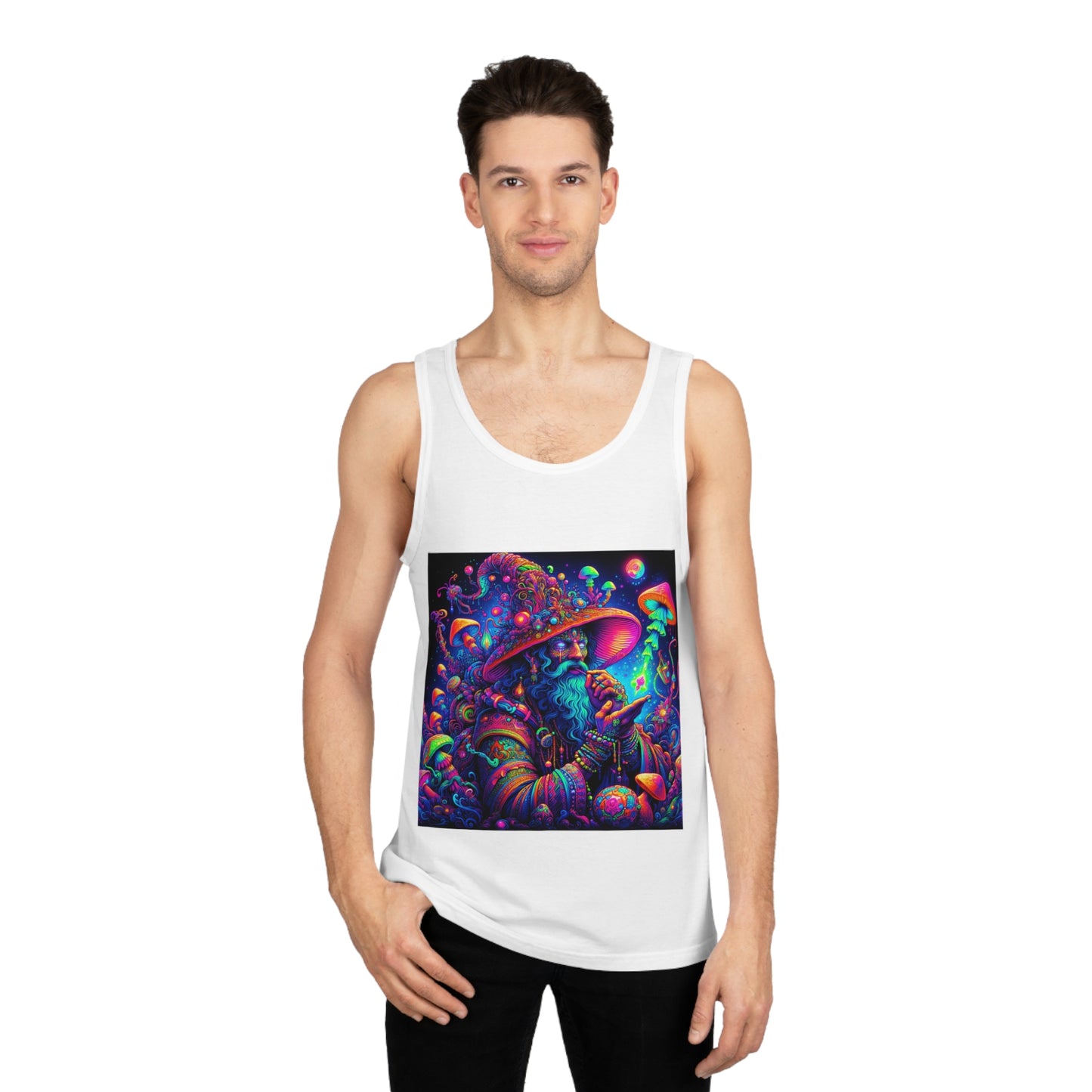 Vibrant Mushroom Art Unisex Tank Top - Psychedelic Design for Music Festivals & Summer Fun