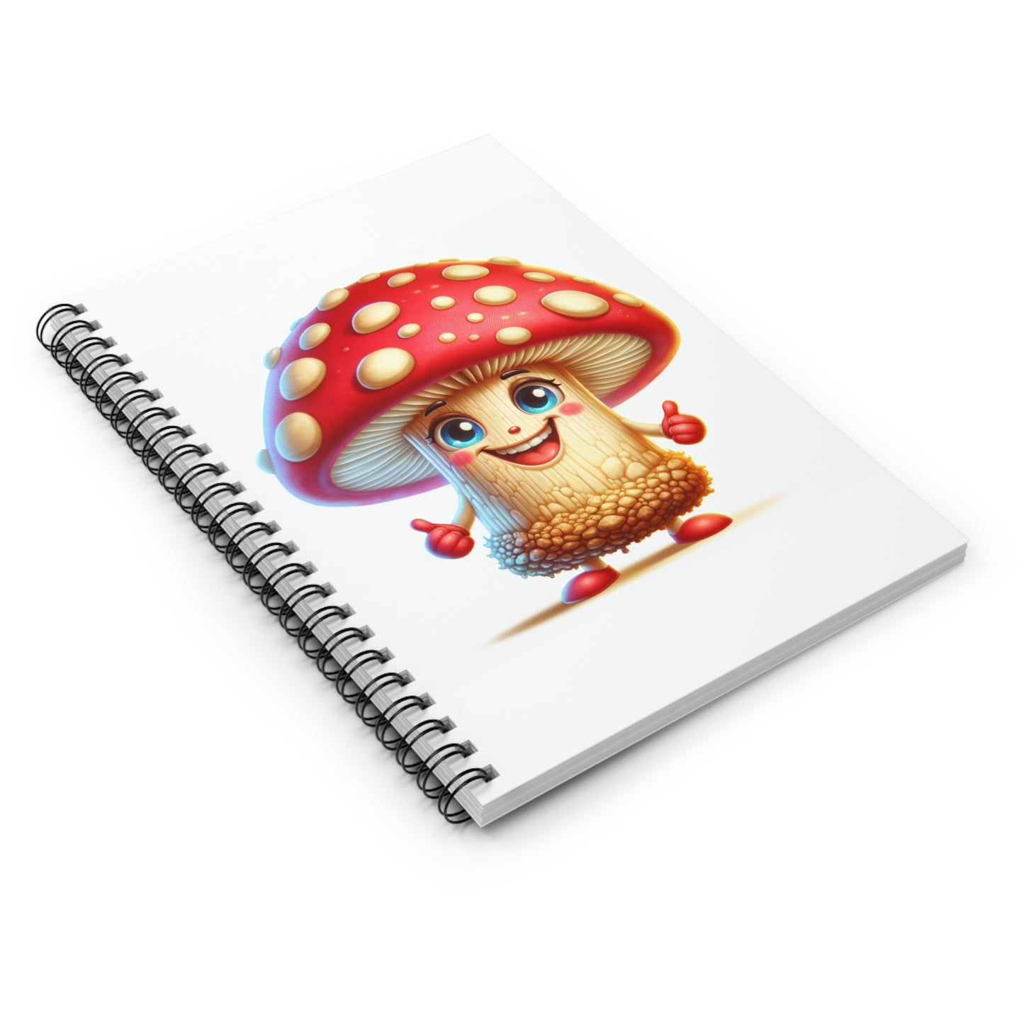 Happy Mushroom Spiral Notebook - Ruled Line