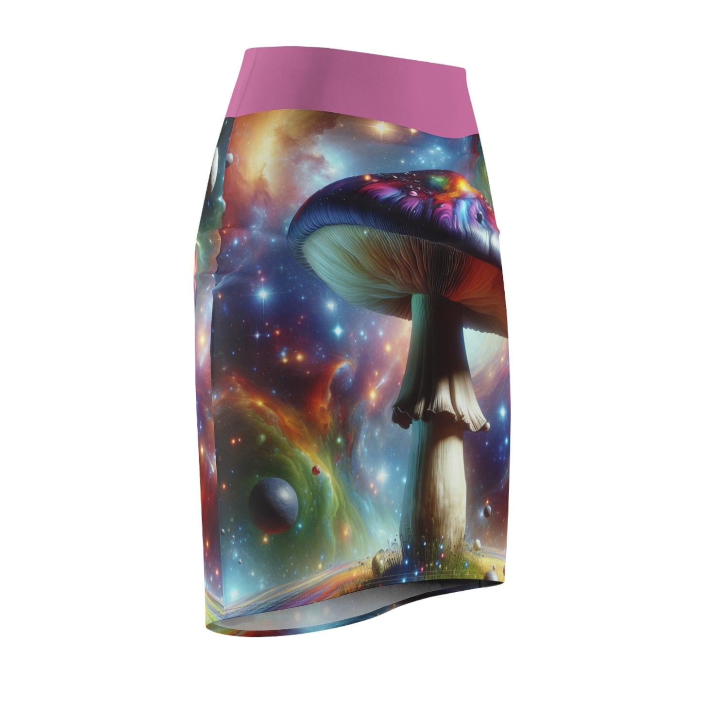 Psychedelic Mushroom Women's Pencil Skirt - Fun & Vibrant Fashion for Unique Style Lovers