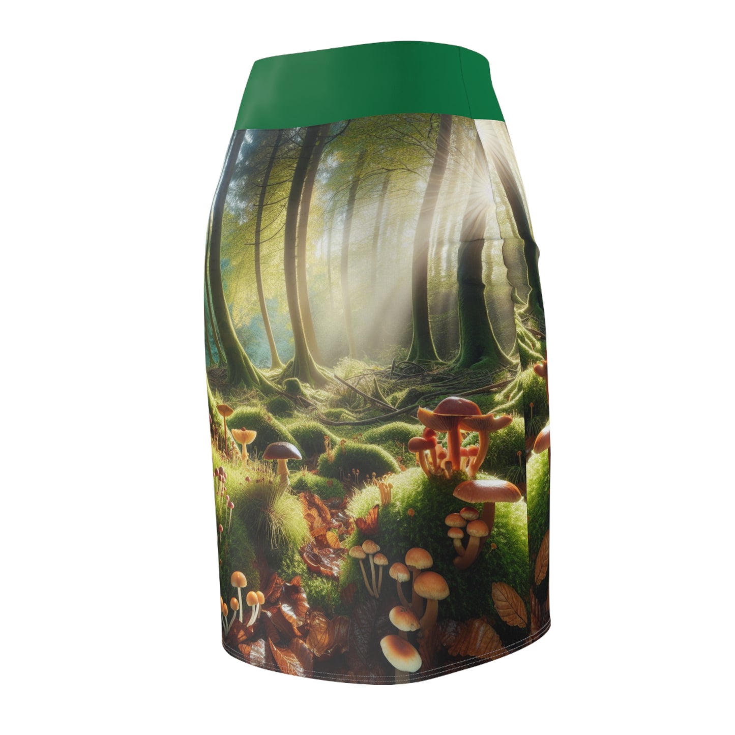 Enchanting Mushroom Forest Pencil Skirt - Nature-Inspired Fashion for Women