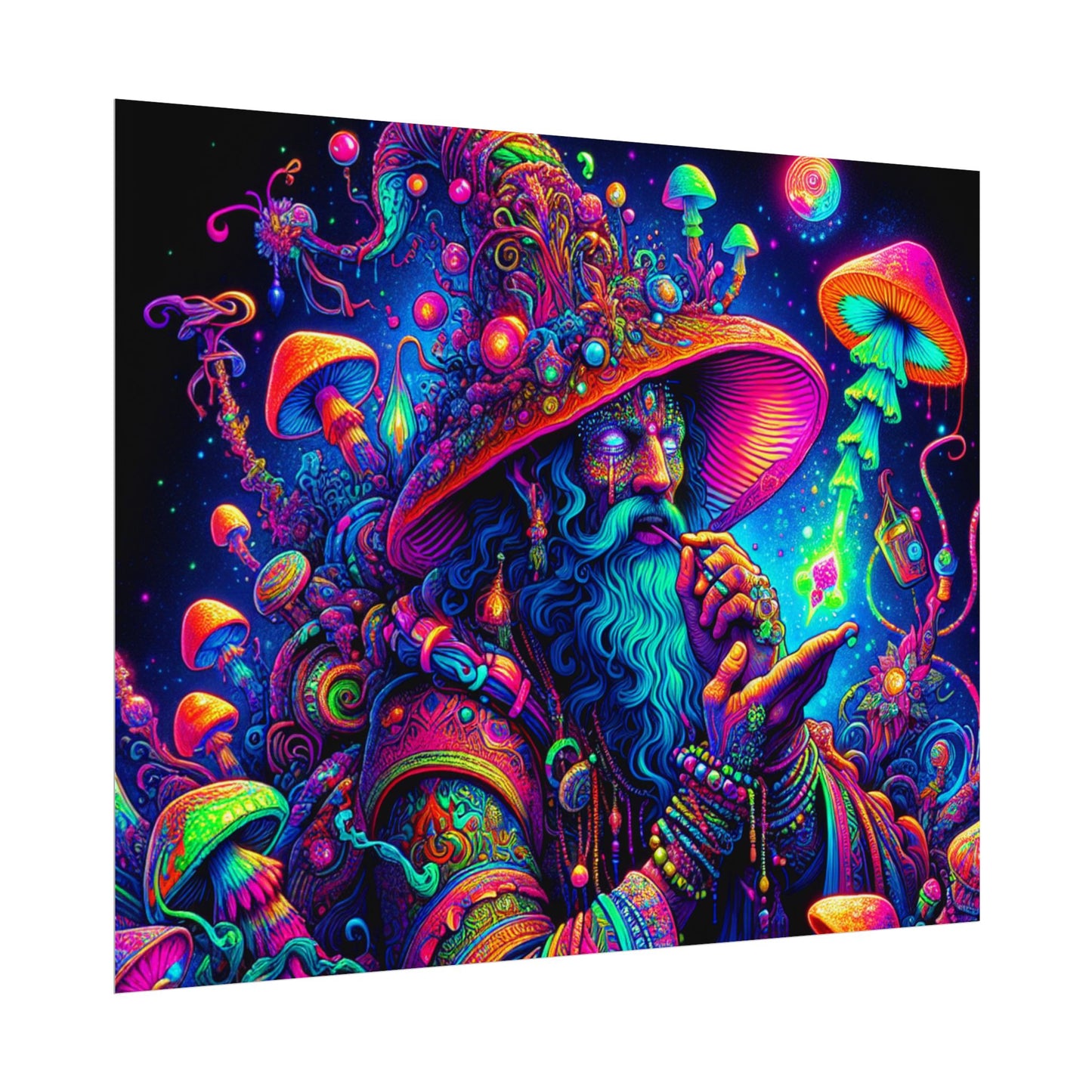 Psychedelic Wizard Rolled Poster - Vibrant Wall Art for Bohemian Decor