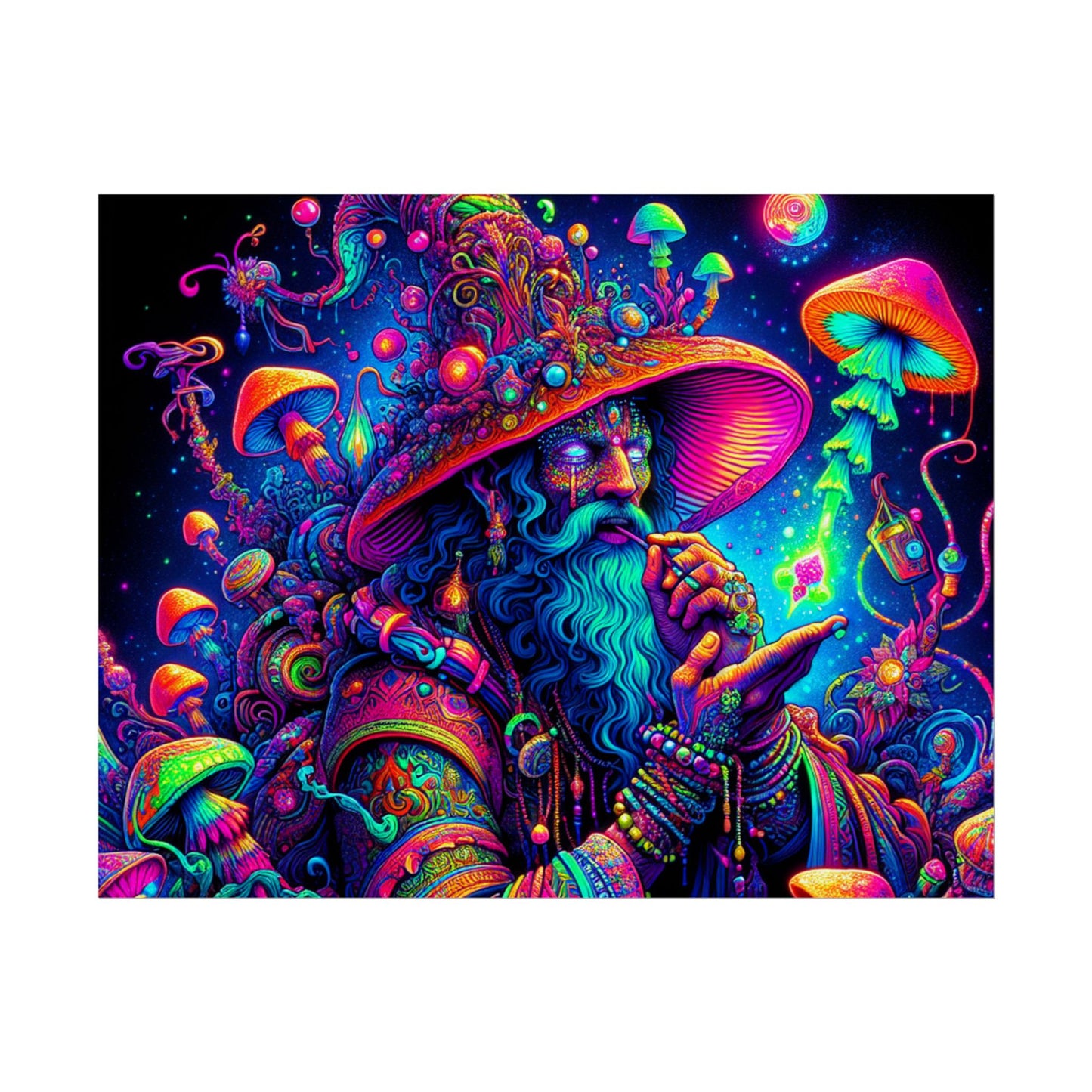 Psychedelic Wizard Rolled Poster - Vibrant Wall Art for Bohemian Decor