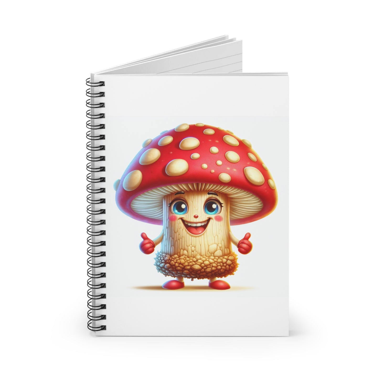 Happy Mushroom Spiral Notebook - Ruled Line