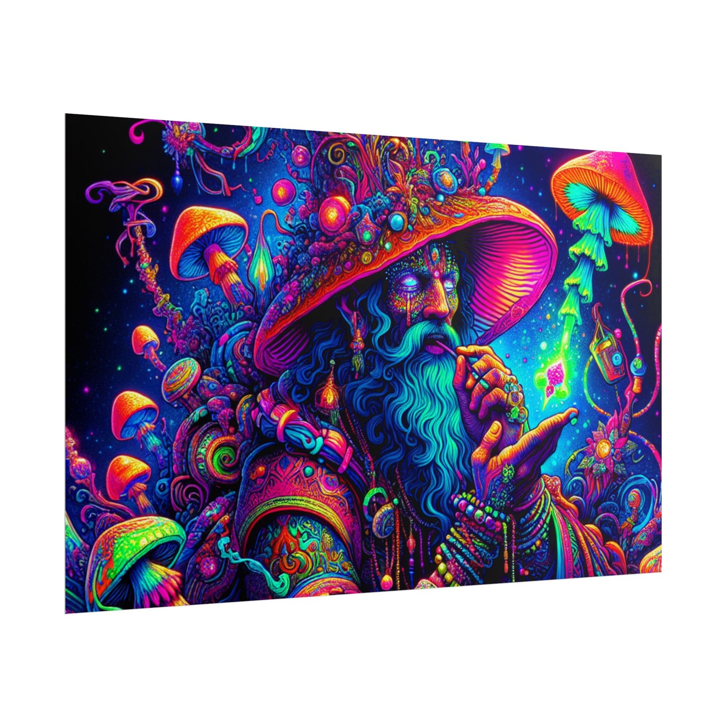 Psychedelic Wizard Rolled Poster - Vibrant Wall Art for Bohemian Decor