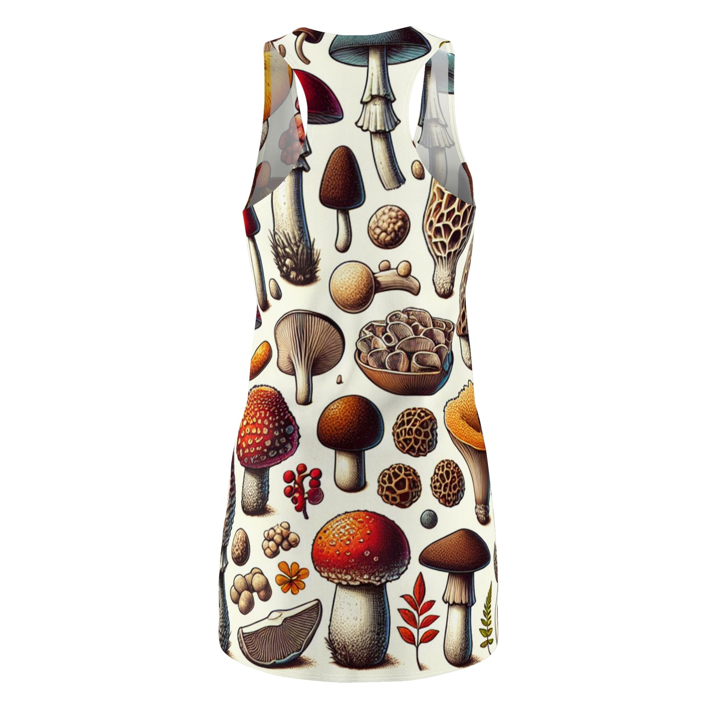 Botanical Mushroom Print Racerback Dress for Nature Lovers