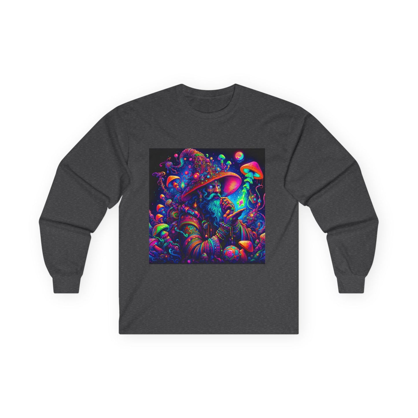 Psychedelic Mushroom Unisex Long Sleeve Tee - Colorful Trippy Art T-Shirt