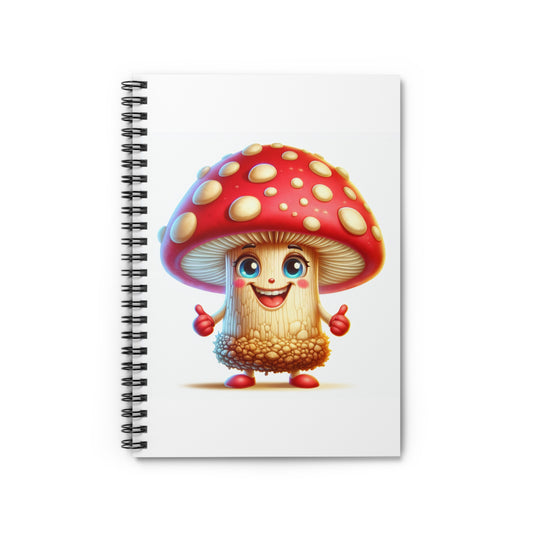 Happy Mushroom Spiral Notebook - Ruled Line