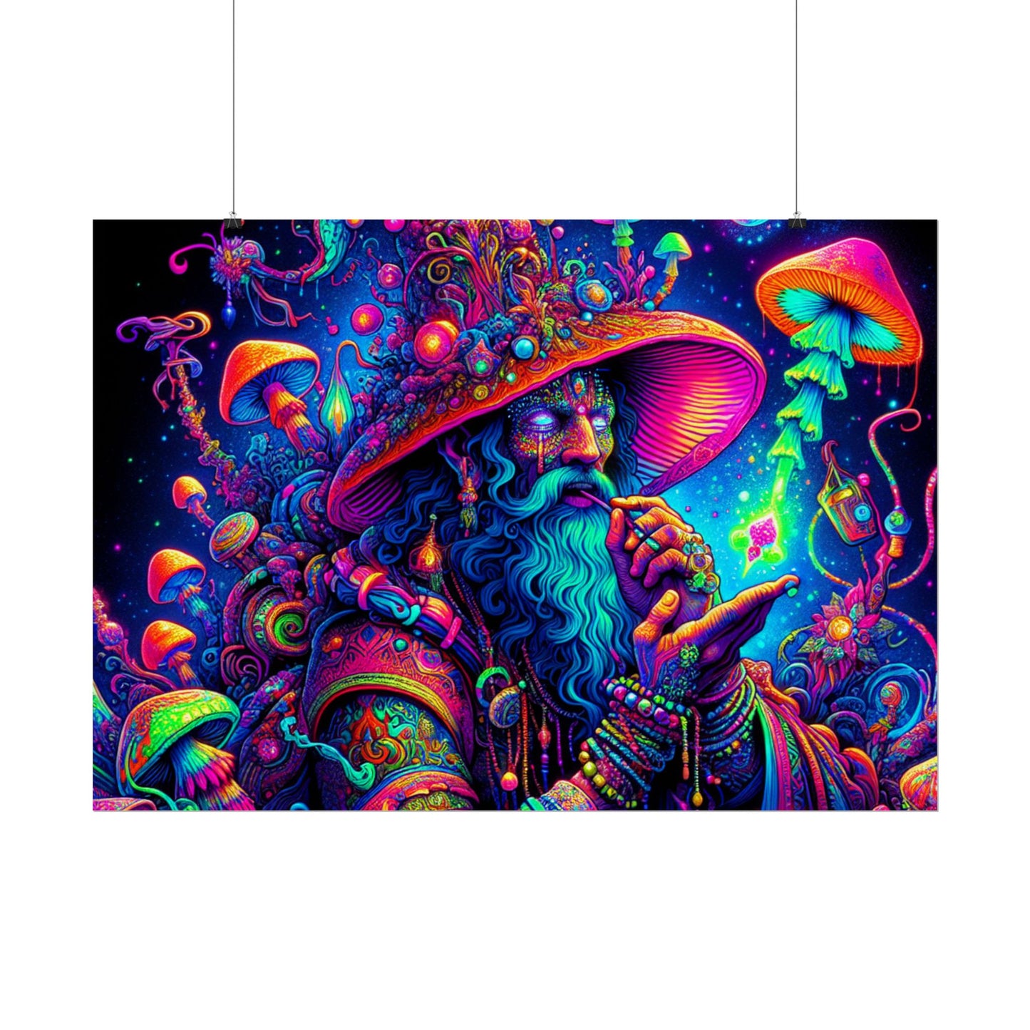 Psychedelic Wizard Rolled Poster - Vibrant Wall Art for Bohemian Decor