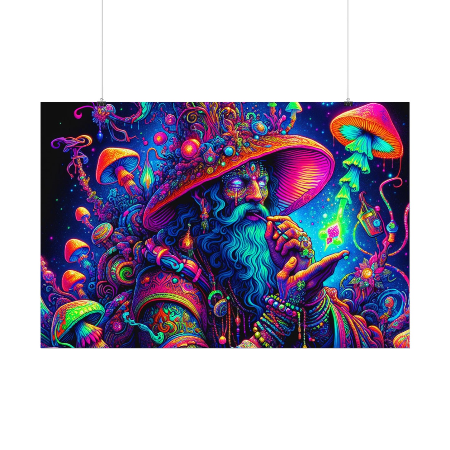 Psychedelic Wizard Rolled Poster - Vibrant Wall Art for Bohemian Decor