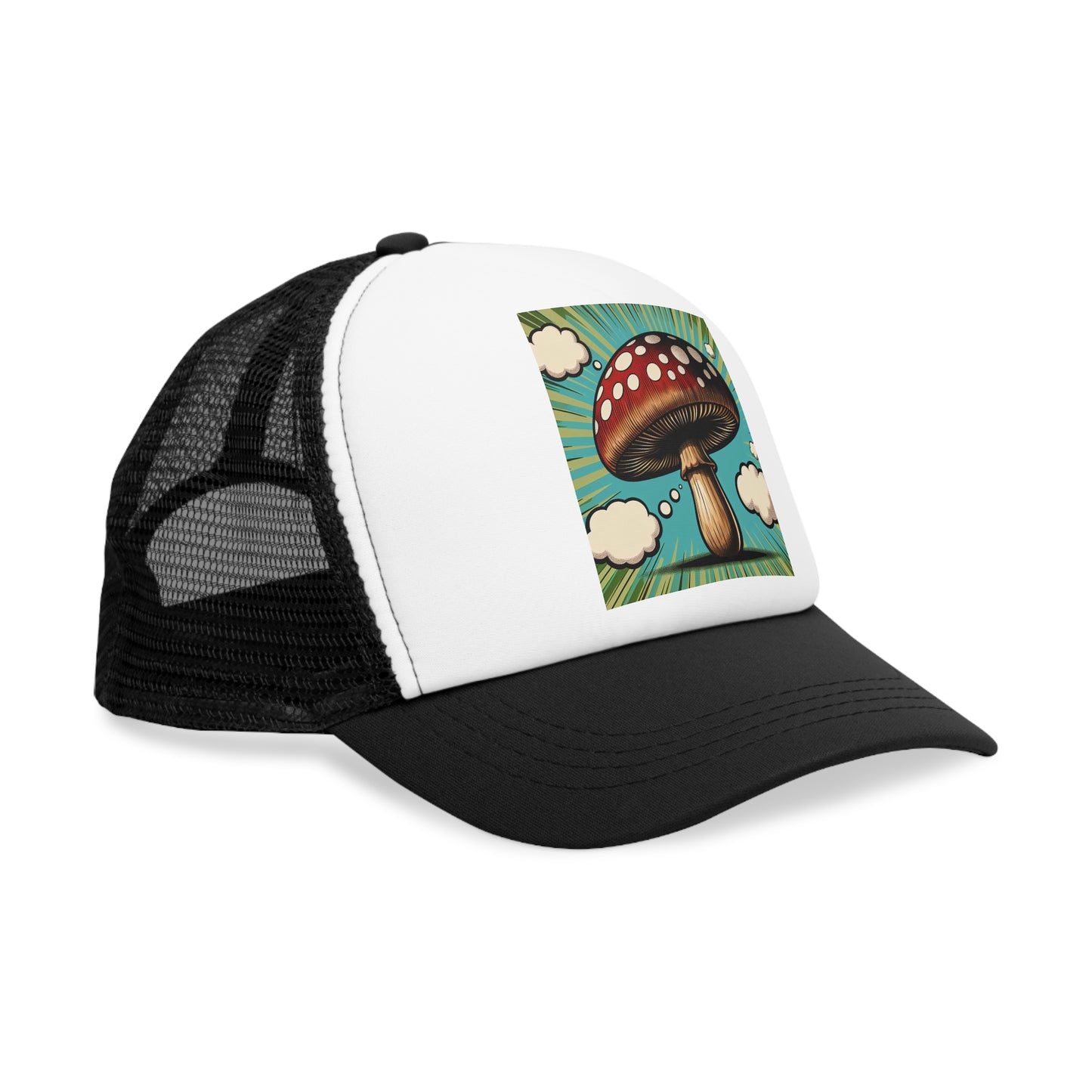 Vintage Mushroom Graphic Mesh Cap - Eco-Friendly Trucker Hat