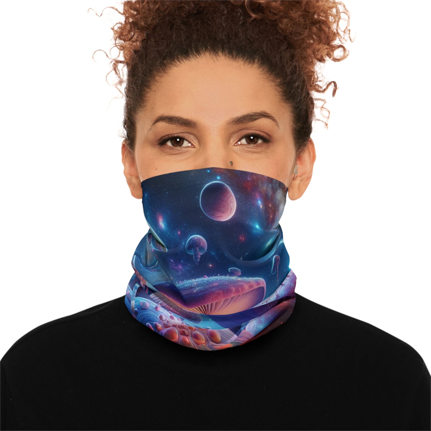 Cosmic Mushroom Lightweight Neck Gaiter - Vibrant Space Design