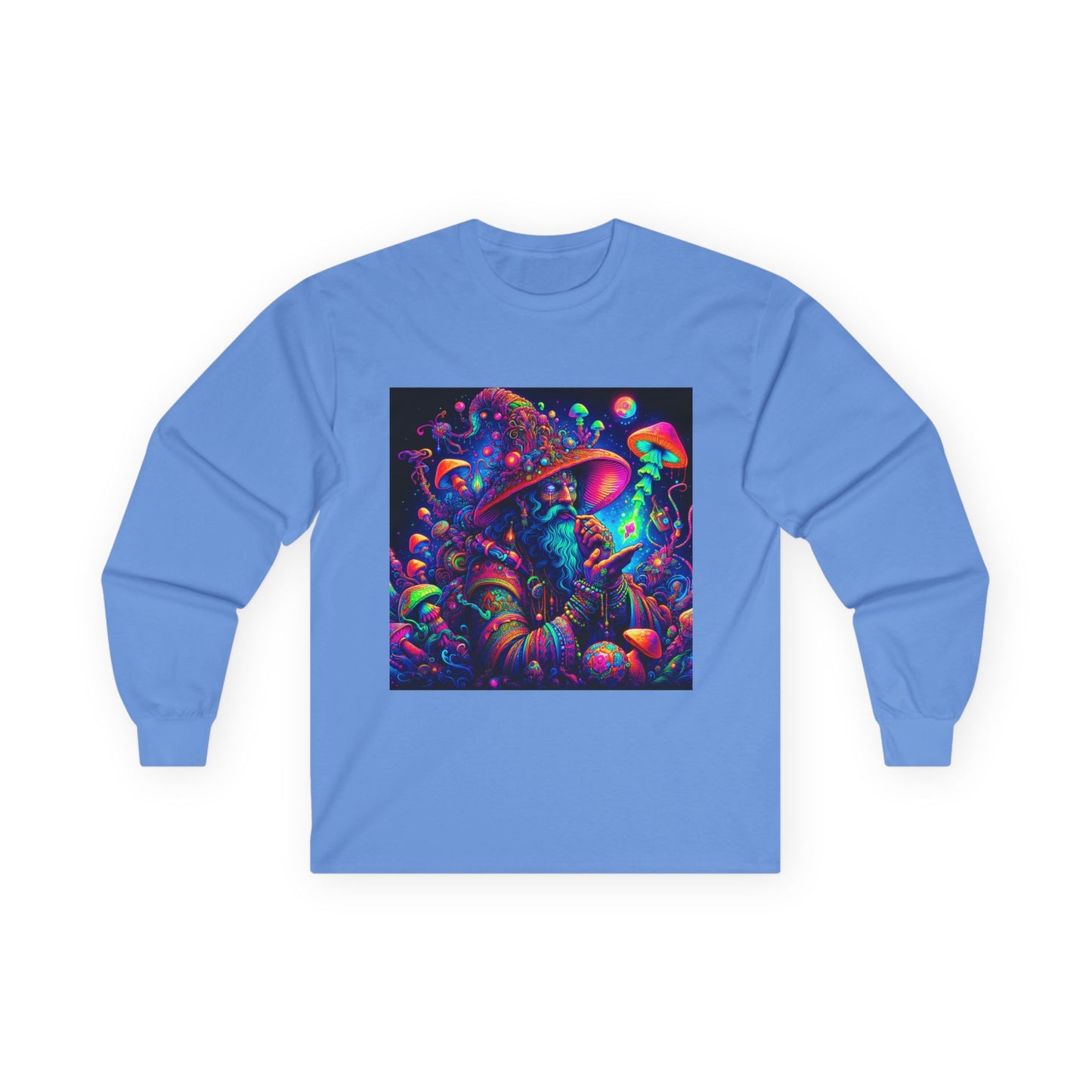 Psychedelic Mushroom Unisex Long Sleeve Tee - Colorful Trippy Art T-Shirt