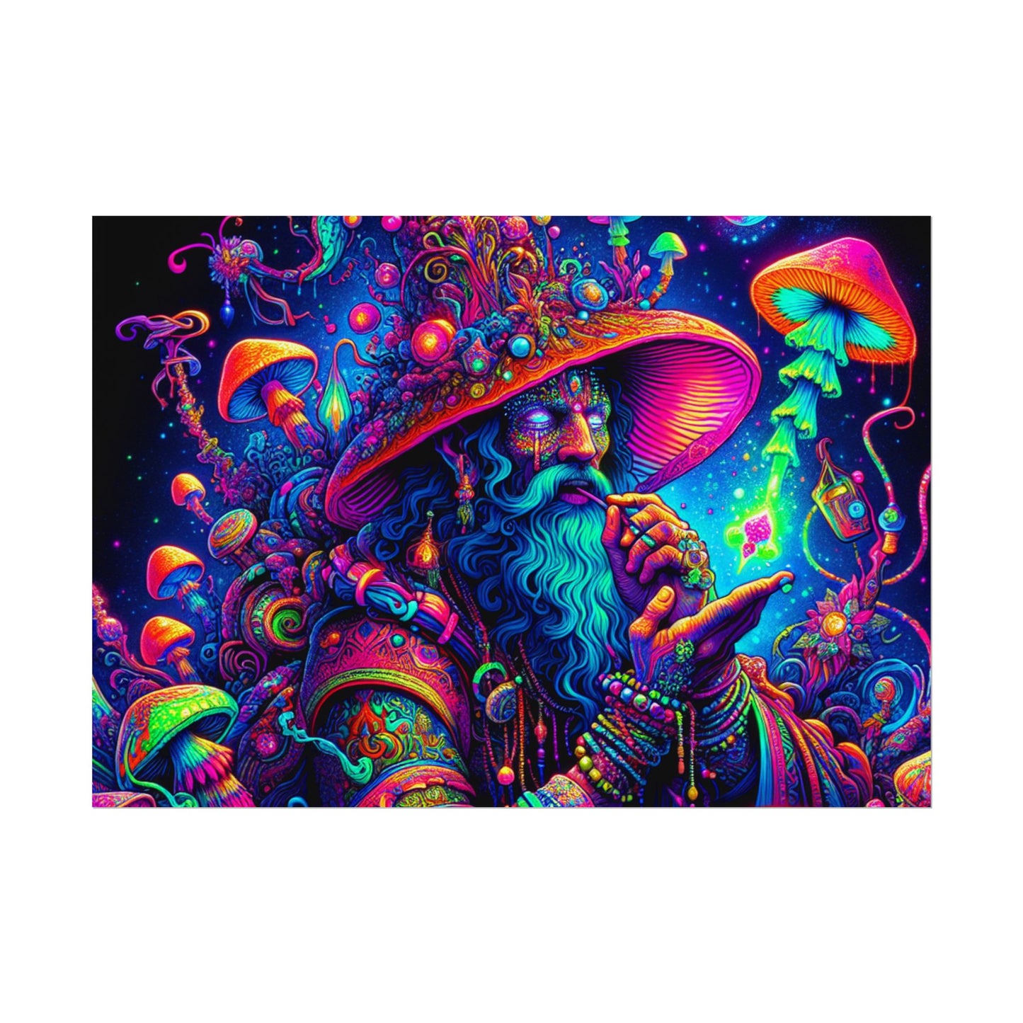 Psychedelic Wizard Rolled Poster - Vibrant Wall Art for Bohemian Decor