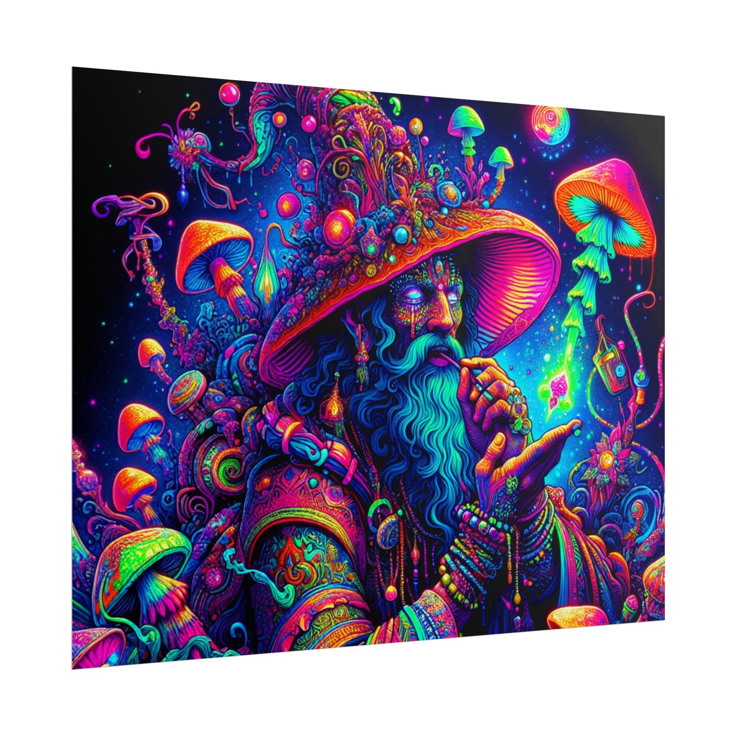 Psychedelic Wizard Rolled Poster - Vibrant Wall Art for Bohemian Decor