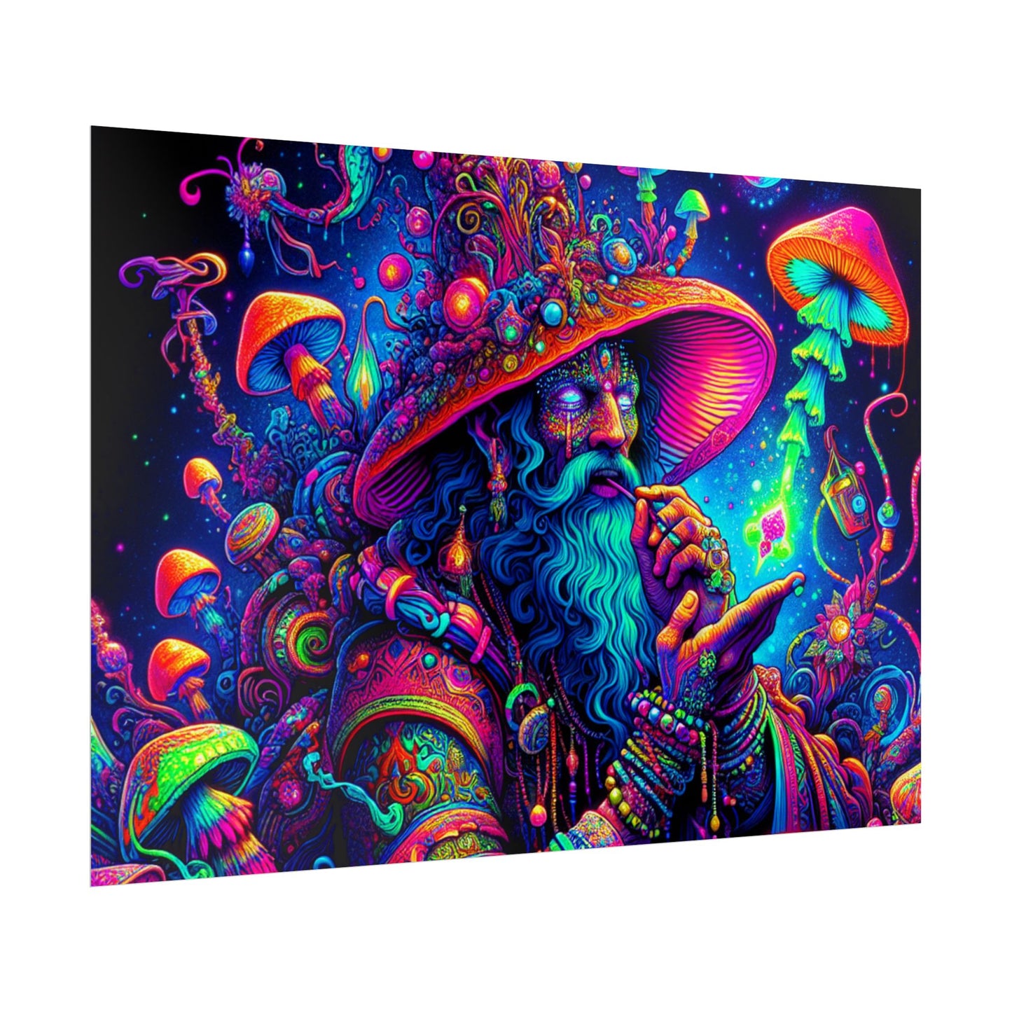 Psychedelic Wizard Rolled Poster - Vibrant Wall Art for Bohemian Decor