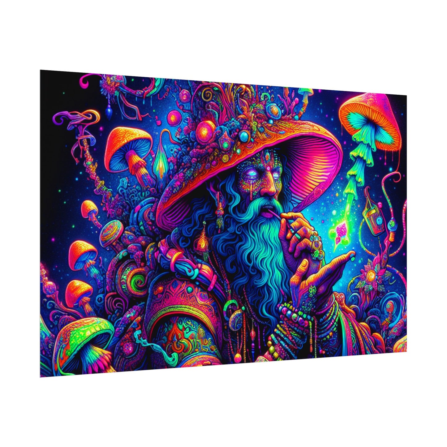 Psychedelic Wizard Rolled Poster - Vibrant Wall Art for Bohemian Decor