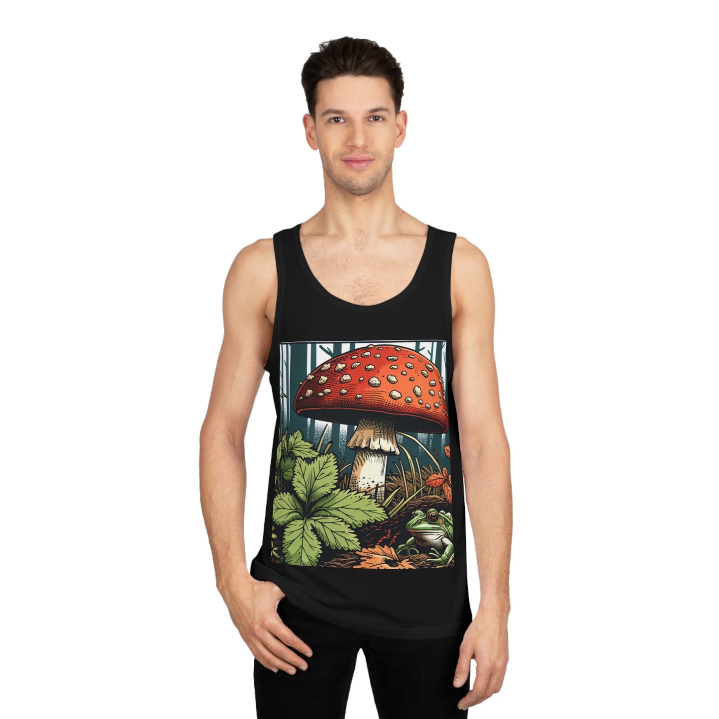 Mushroom & Frog Unisex Softstyle™ Tank Top - Nature Vibes