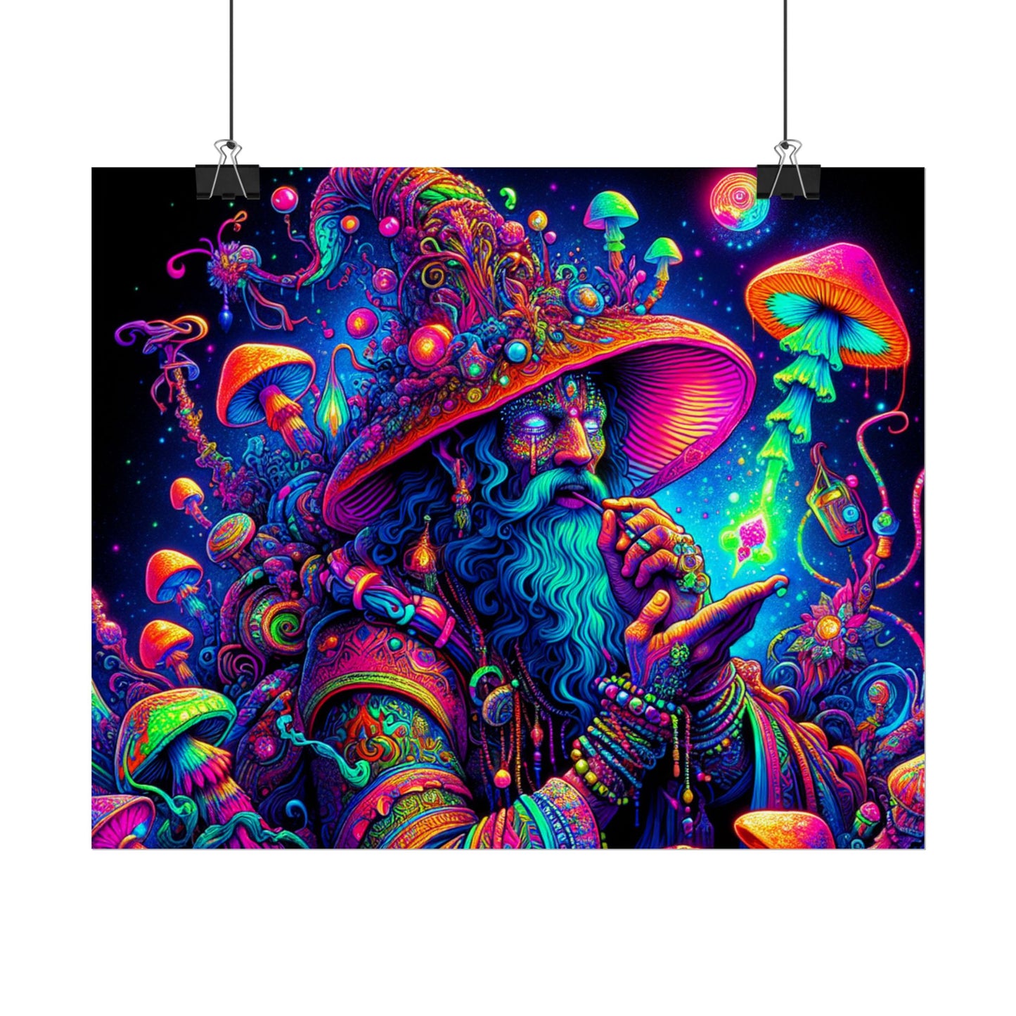 Psychedelic Wizard Rolled Poster - Vibrant Wall Art for Bohemian Decor