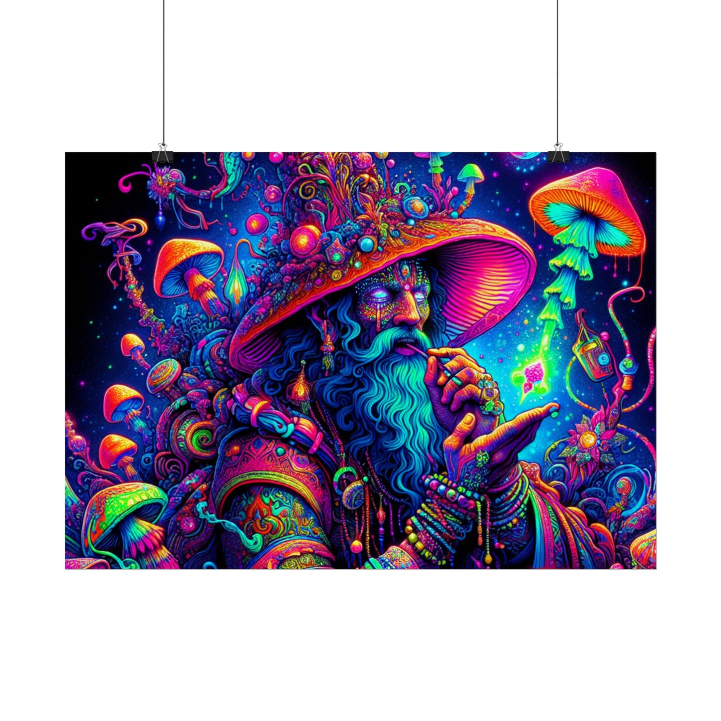 Psychedelic Wizard Rolled Poster - Vibrant Wall Art for Bohemian Decor