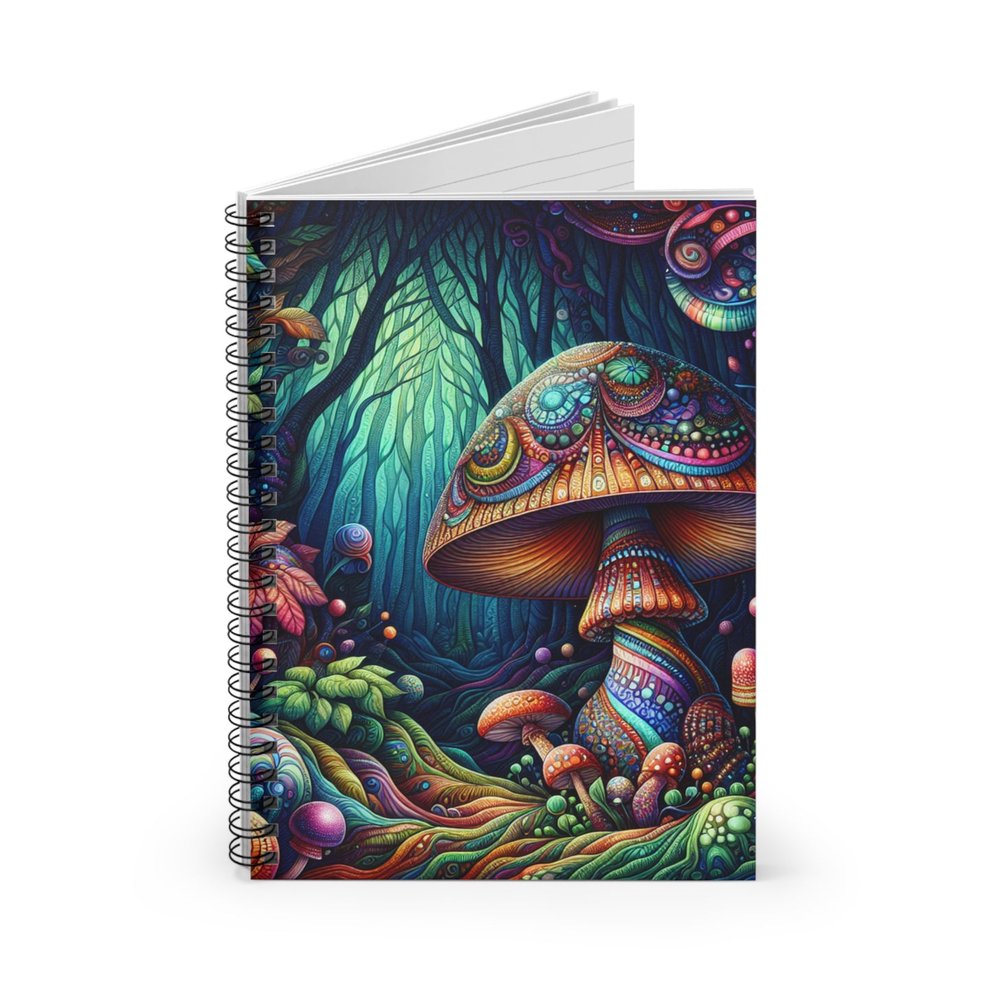 Enchanted Forest Spiral Notebook - Colorful Mushroom Design for Creative Minds