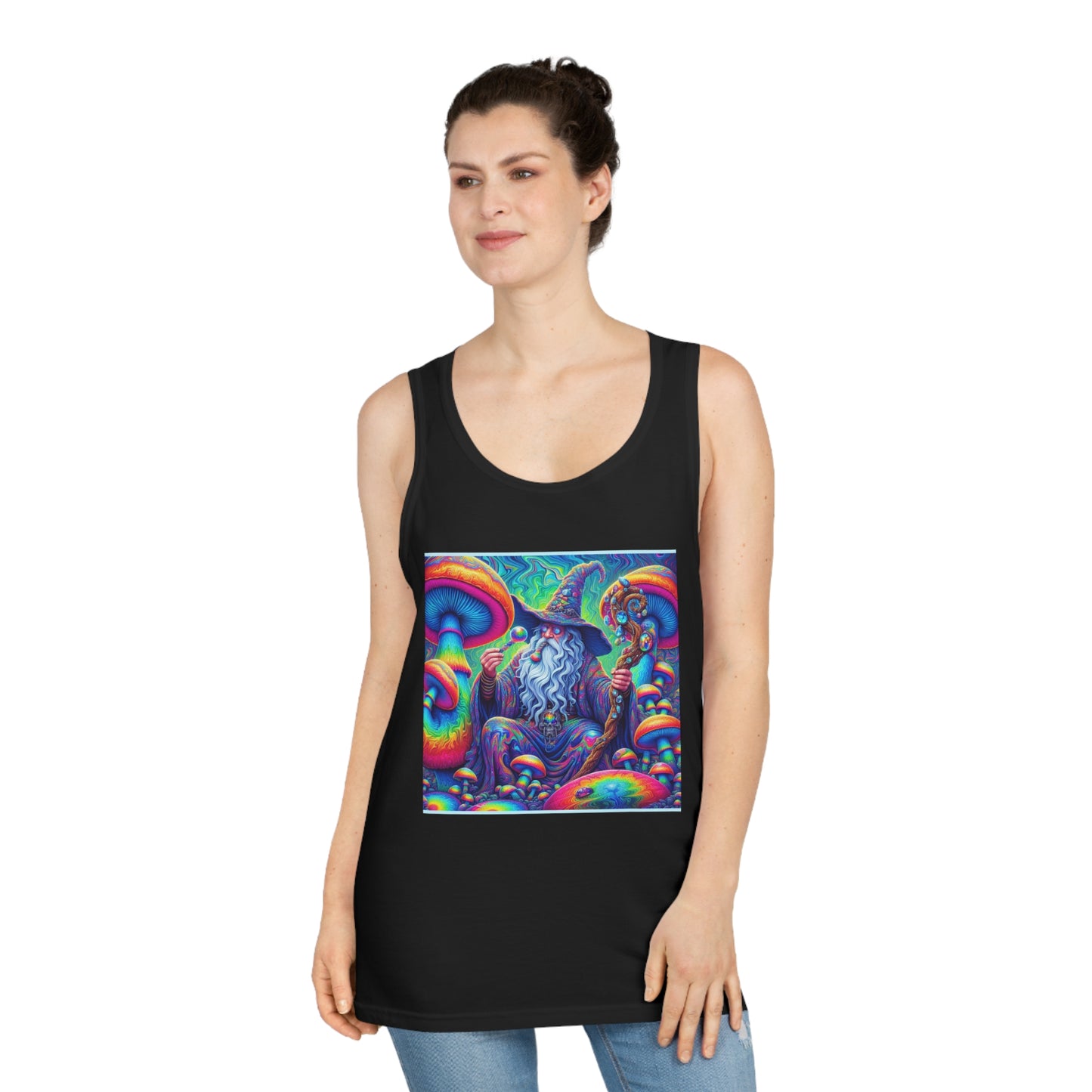 Psychedelic Wizard Tank Top | Unisex Softstyle Tee for Festivals & Casual Wear