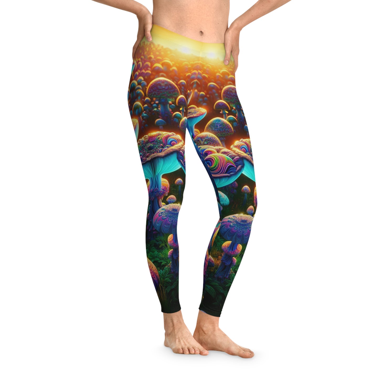 Bright Psychedelic Mushroom Stretchy Leggings (AOP)