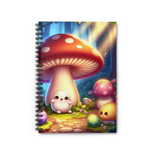 Cute Mushroom Spiral Notebook - Whimsical Ruled Lines for Nature Lovers