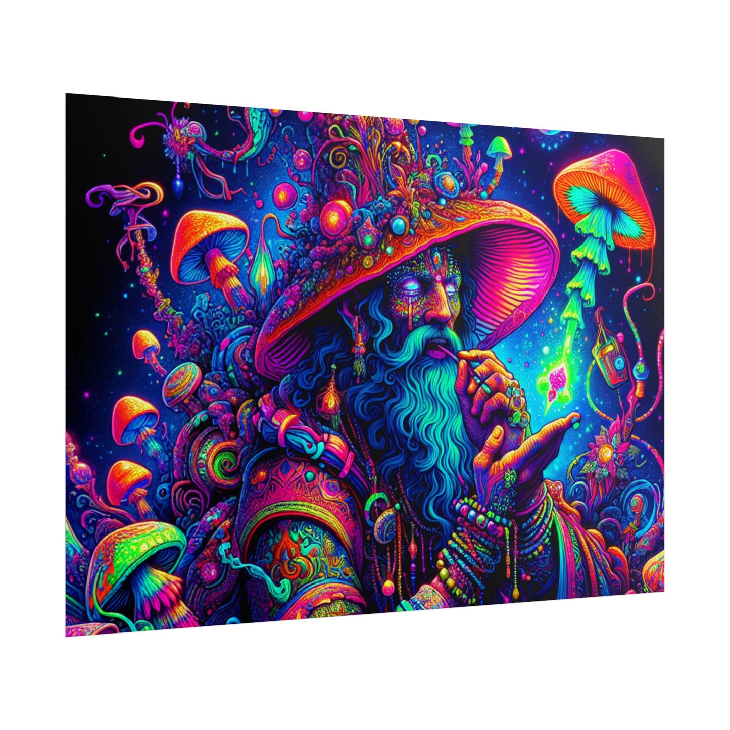 Psychedelic Wizard Rolled Poster - Vibrant Wall Art for Bohemian Decor