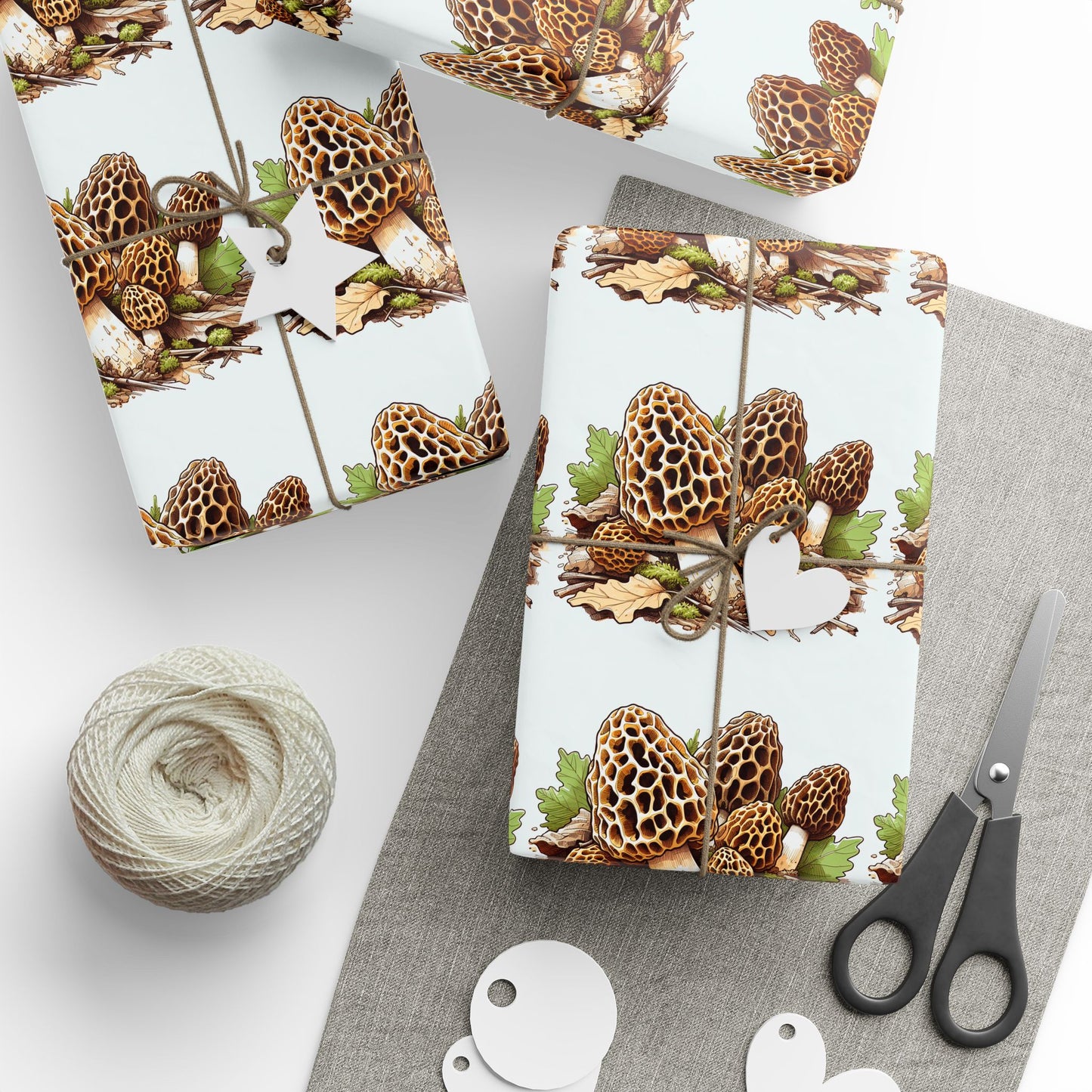 Morel Mushrooms Wrapping Paper - Eco-Friendly Gift Wrap for Nature Lovers