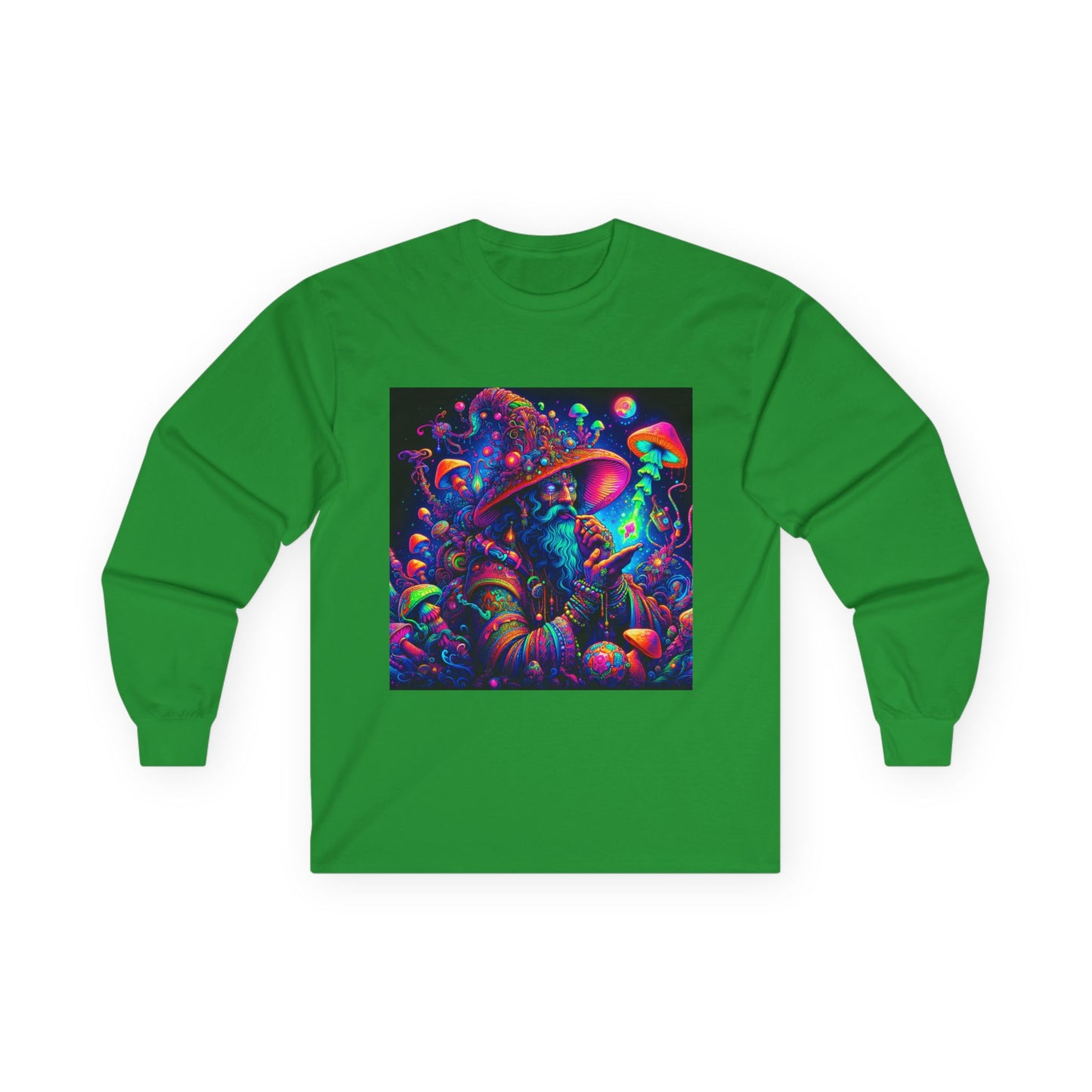 Psychedelic Mushroom Unisex Long Sleeve Tee - Colorful Trippy Art T-Shirt