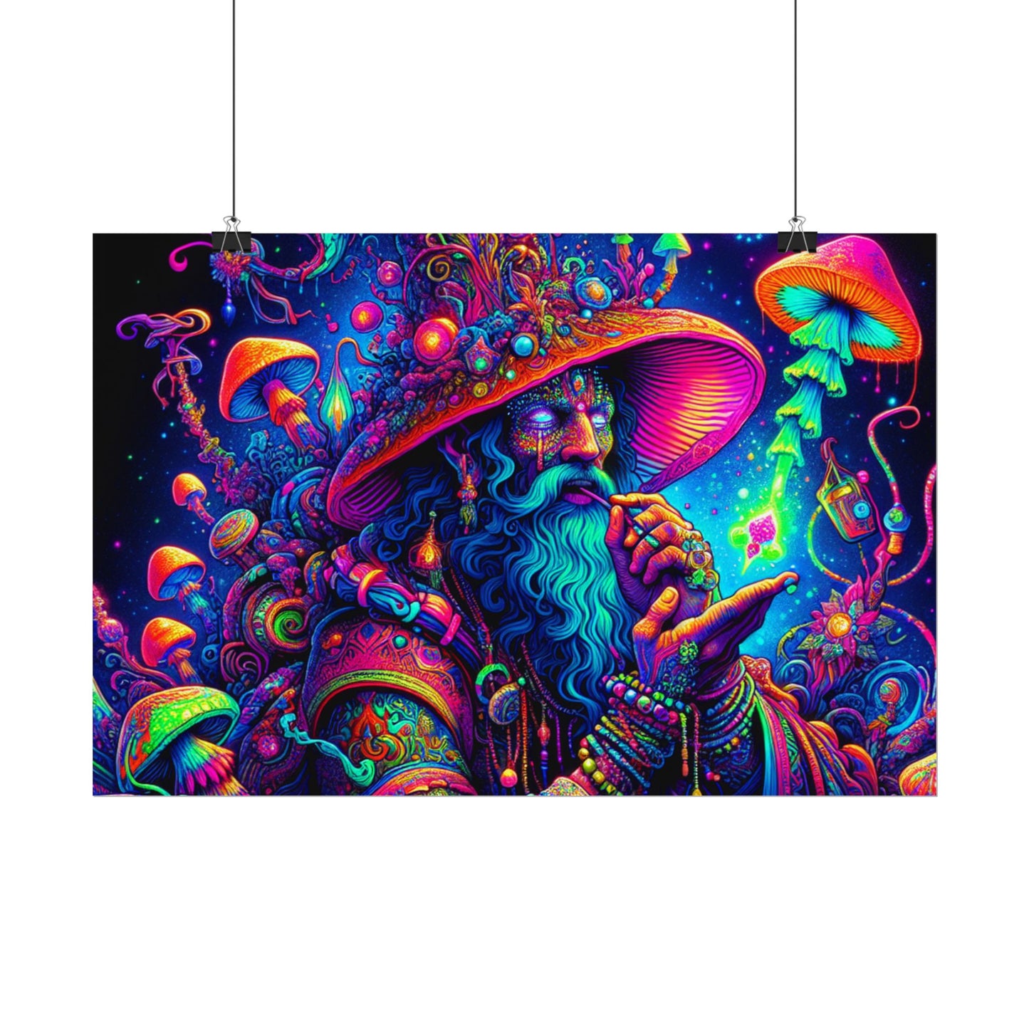 Psychedelic Wizard Rolled Poster - Vibrant Wall Art for Bohemian Decor